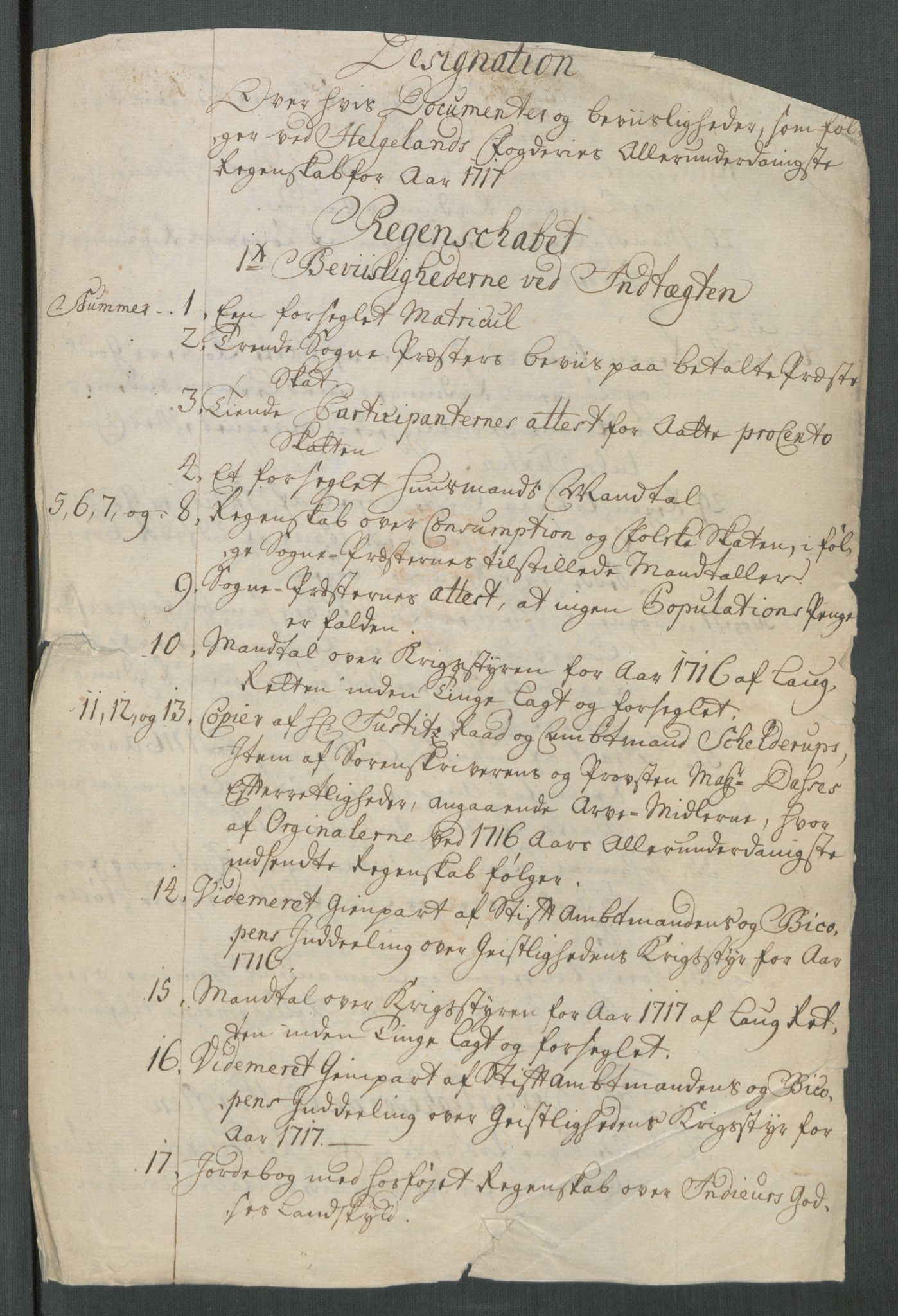 Rentekammeret inntil 1814, Reviderte regnskaper, Fogderegnskap, RA/EA-4092/R65/L4515: Fogderegnskap Helgeland, 1717, s. 22