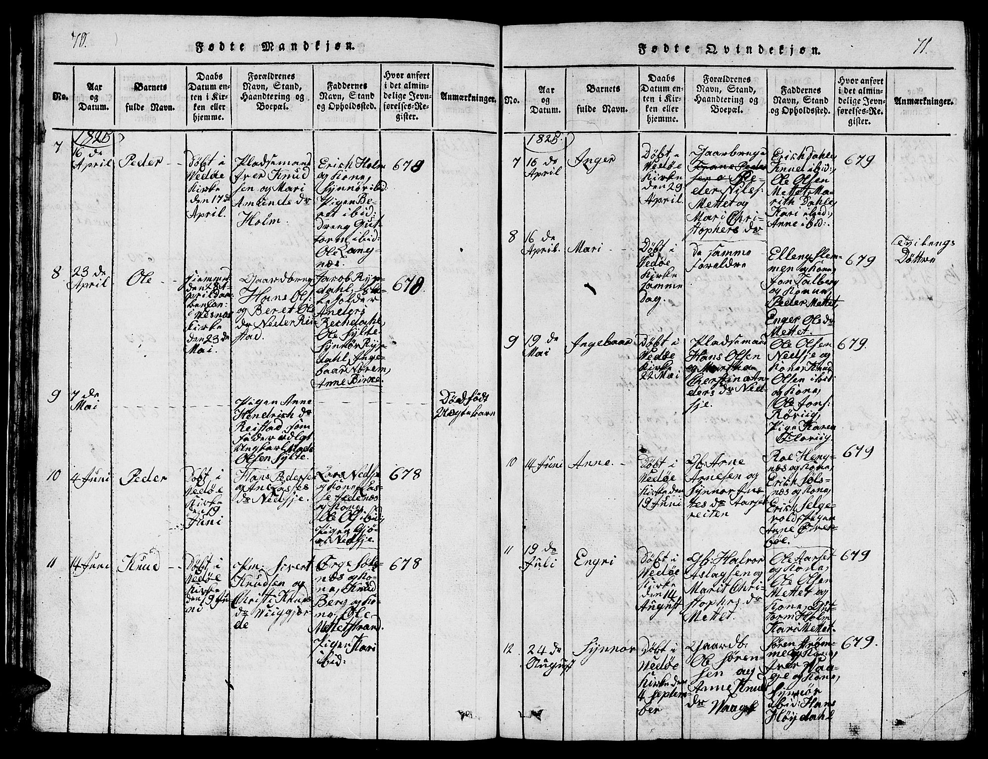 Ministerialprotokoller, klokkerbøker og fødselsregistre - Møre og Romsdal, AV/SAT-A-1454/547/L0610: Klokkerbok nr. 547C01, 1818-1839, s. 70-71