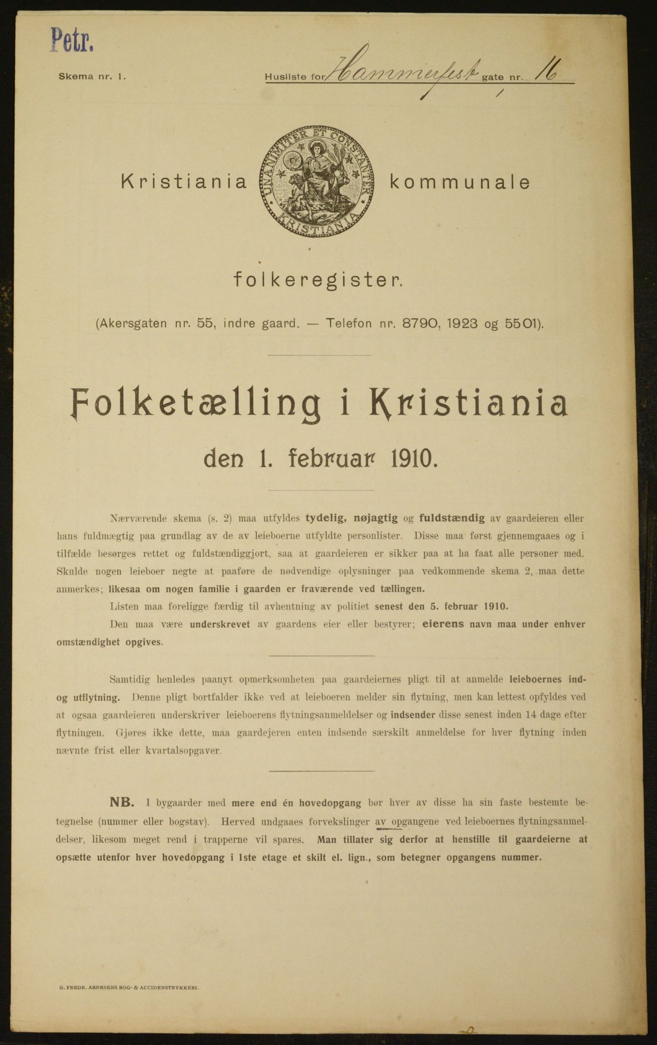 OBA, Kommunal folketelling 1.2.1910 for Kristiania, 1910, s. 32173