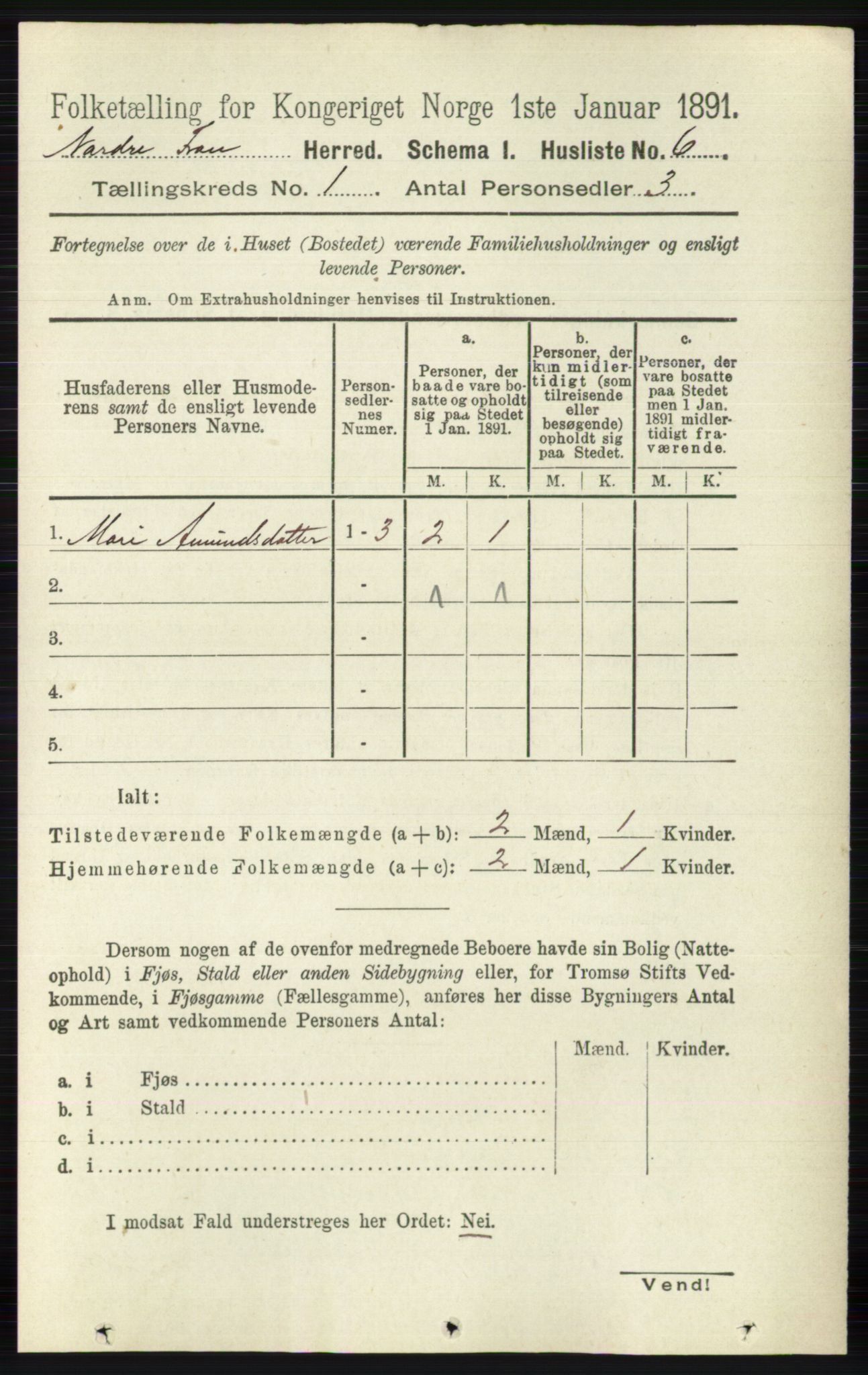 RA, Folketelling 1891 for 0518 Nord-Fron herred, 1891, s. 40