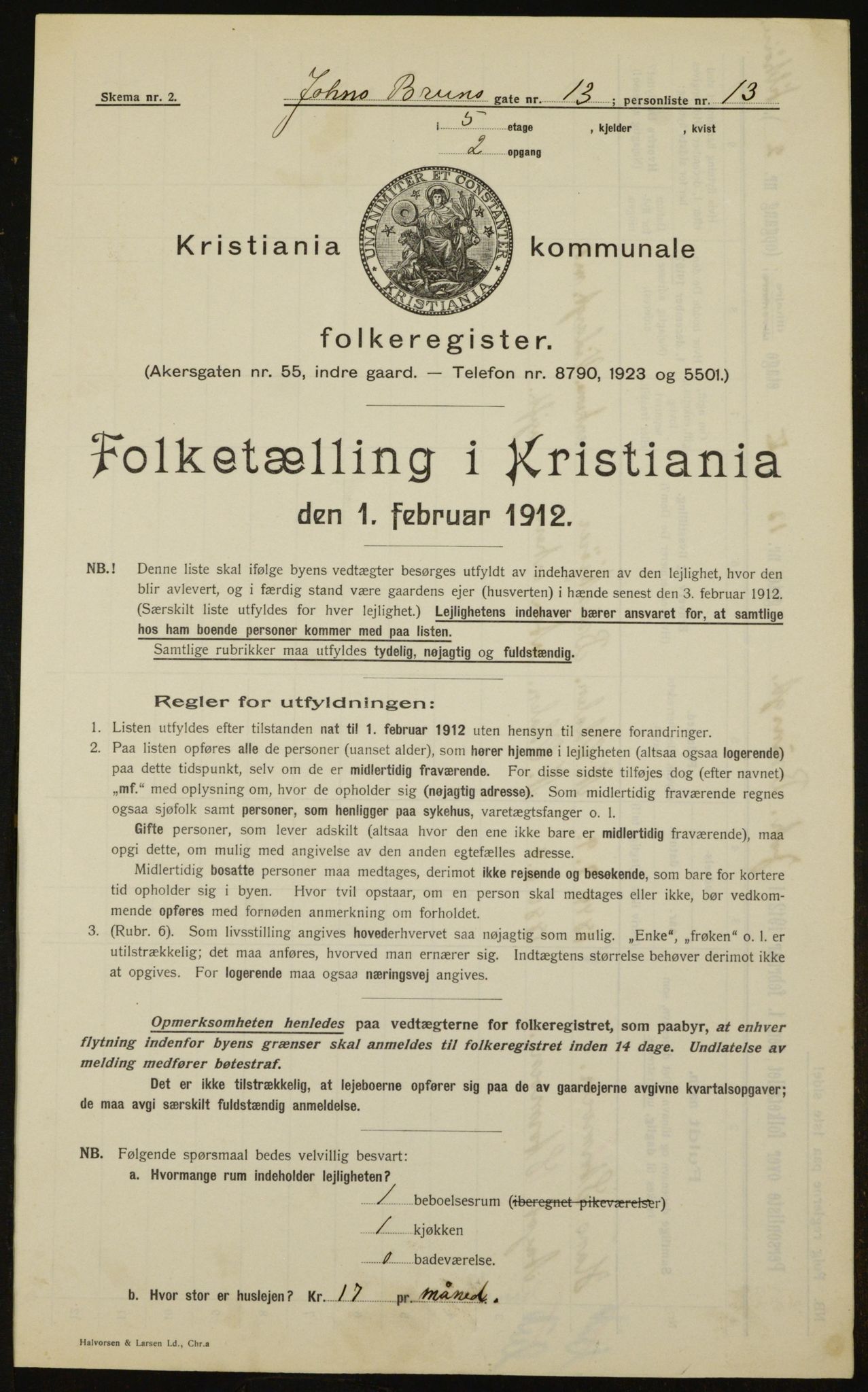 OBA, Kommunal folketelling 1.2.1912 for Kristiania, 1912, s. 47468