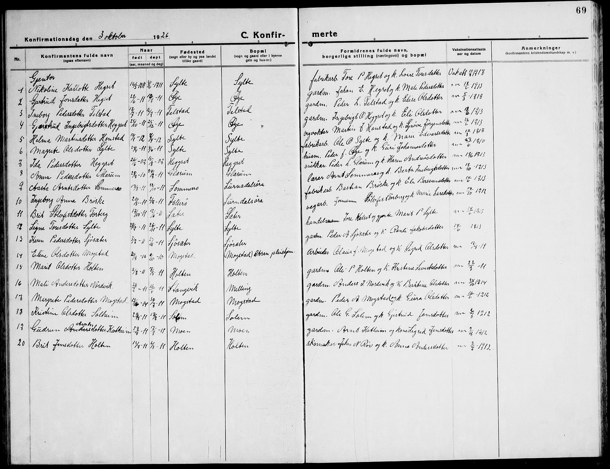 Ministerialprotokoller, klokkerbøker og fødselsregistre - Møre og Romsdal, AV/SAT-A-1454/596/L1060: Klokkerbok nr. 596C03, 1923-1944, s. 69