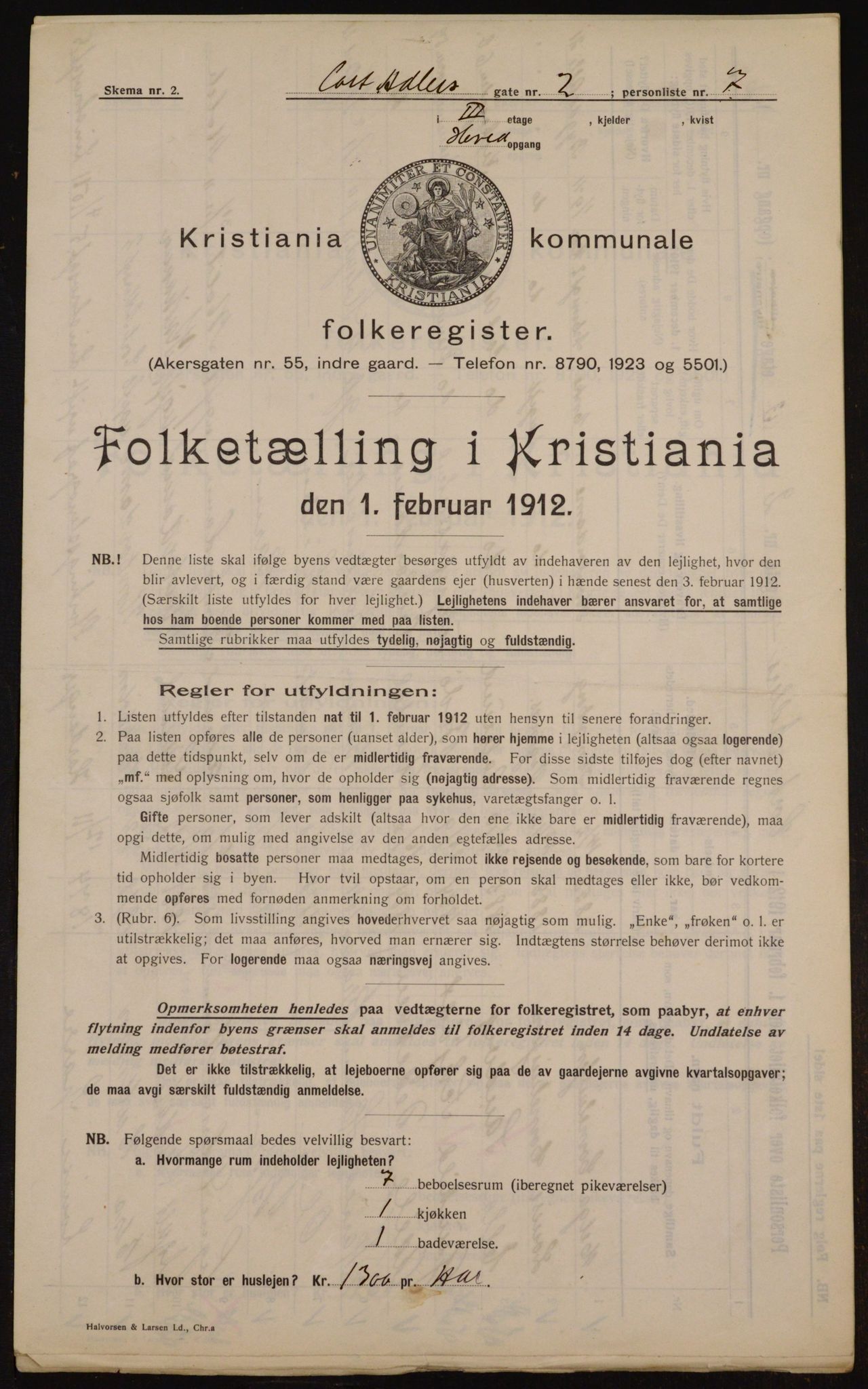 OBA, Kommunal folketelling 1.2.1912 for Kristiania, 1912, s. 13504