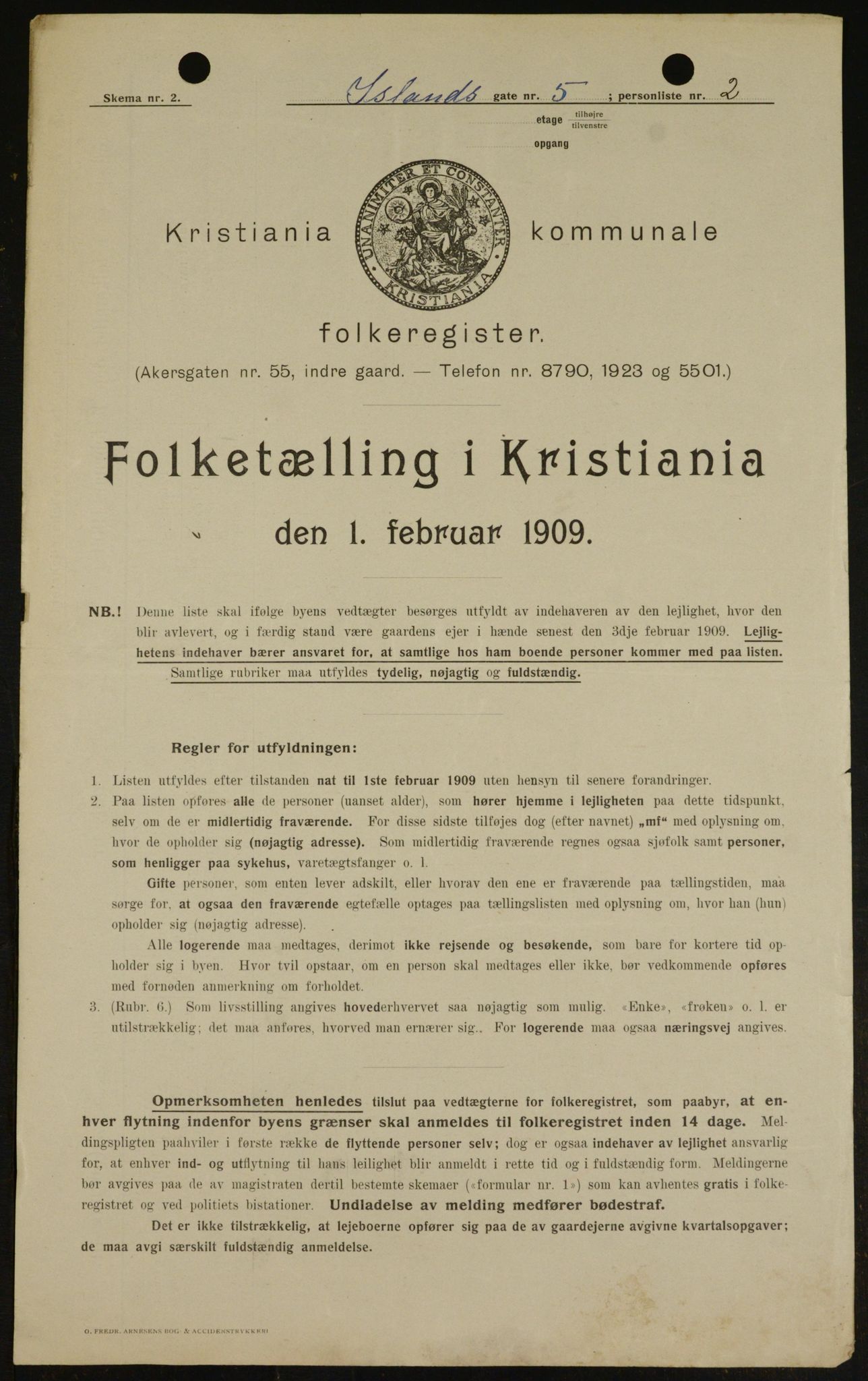 OBA, Kommunal folketelling 1.2.1909 for Kristiania kjøpstad, 1909, s. 40664