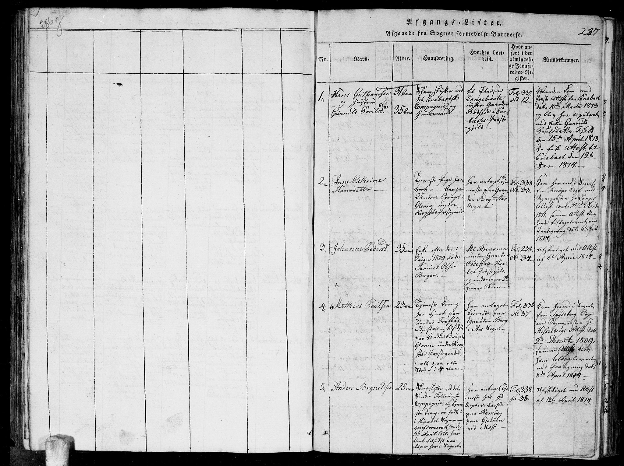 Kråkstad prestekontor Kirkebøker, AV/SAO-A-10125a/G/Ga/L0001: Klokkerbok nr. I 1, 1813-1824, s. 287