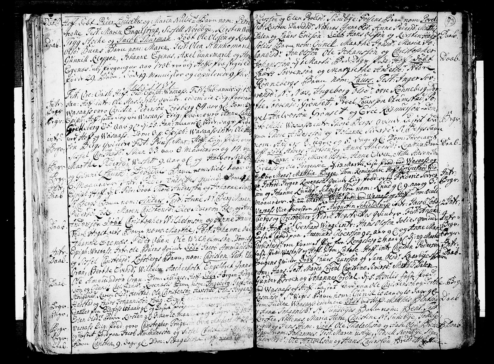 Hof kirkebøker, AV/SAKO-A-64/F/Fa/L0001: Ministerialbok nr. I 1, 1704-1745, s. 43