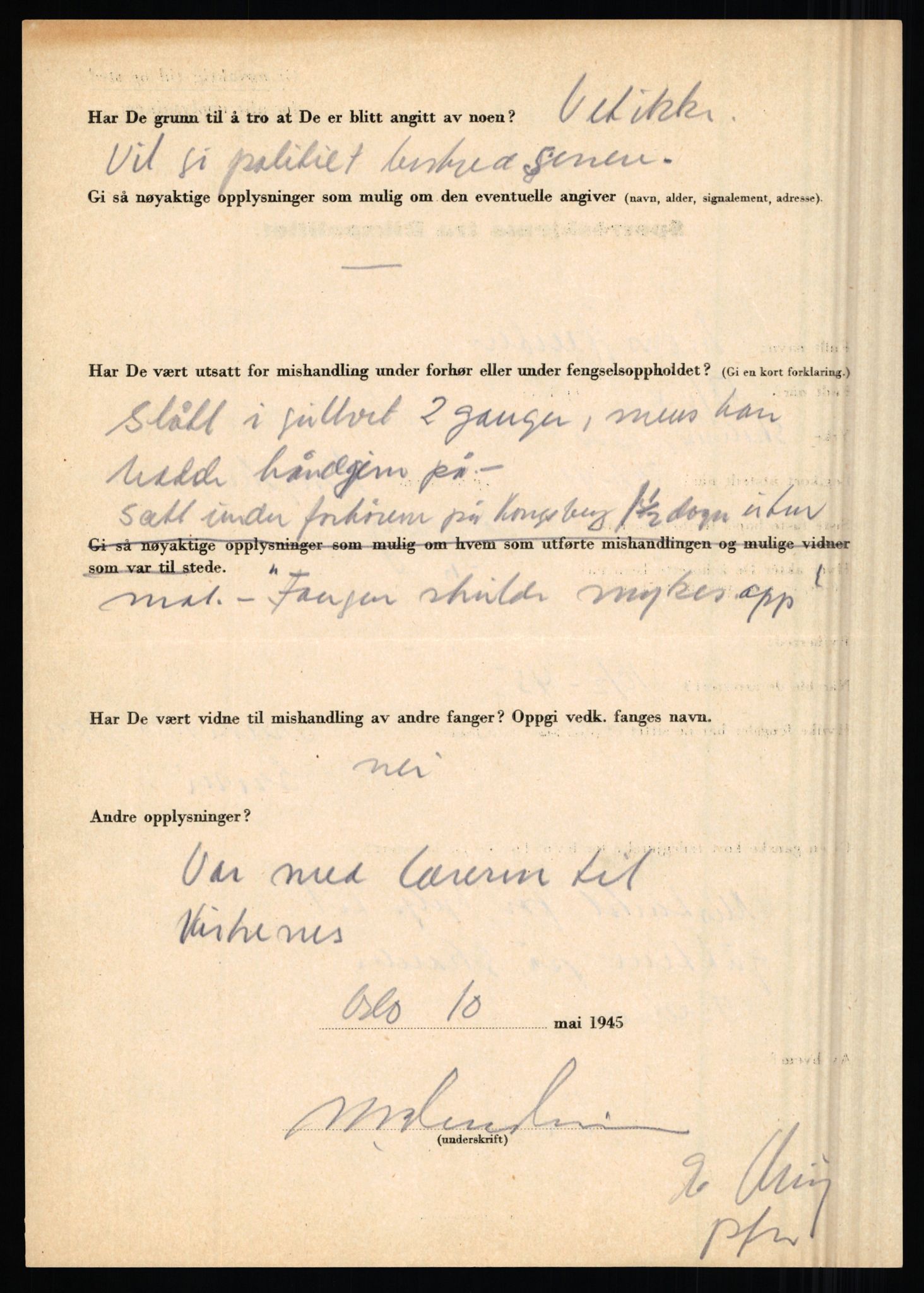 Rikspolitisjefen, AV/RA-S-1560/L/L0007: Heen, Erik C. - Iversen, Trygve, 1940-1945, s. 10