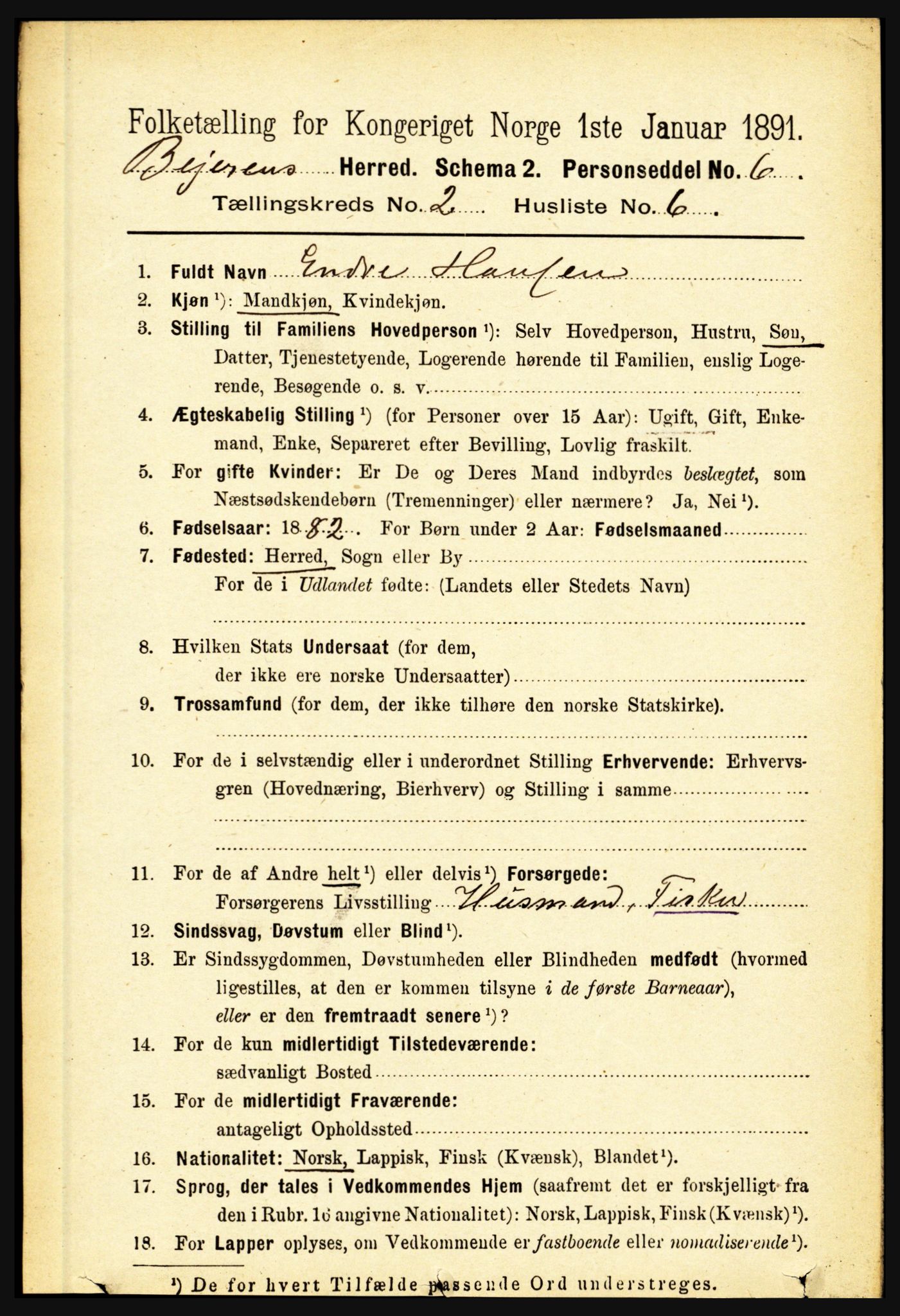 RA, Folketelling 1891 for 1839 Beiarn herred, 1891, s. 431
