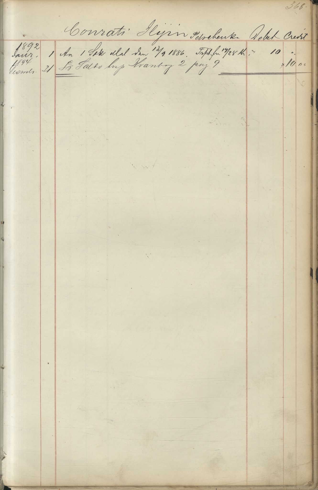 Brodtkorb handel A/S, VAMU/A-0001/F/Fc/L0001/0001: Konto for kvener og nordmenn på Kolahalvøya  / Conto for Kvæner og Nordmænd paa Russefinmarken No 1, 1868-1894, s. 368