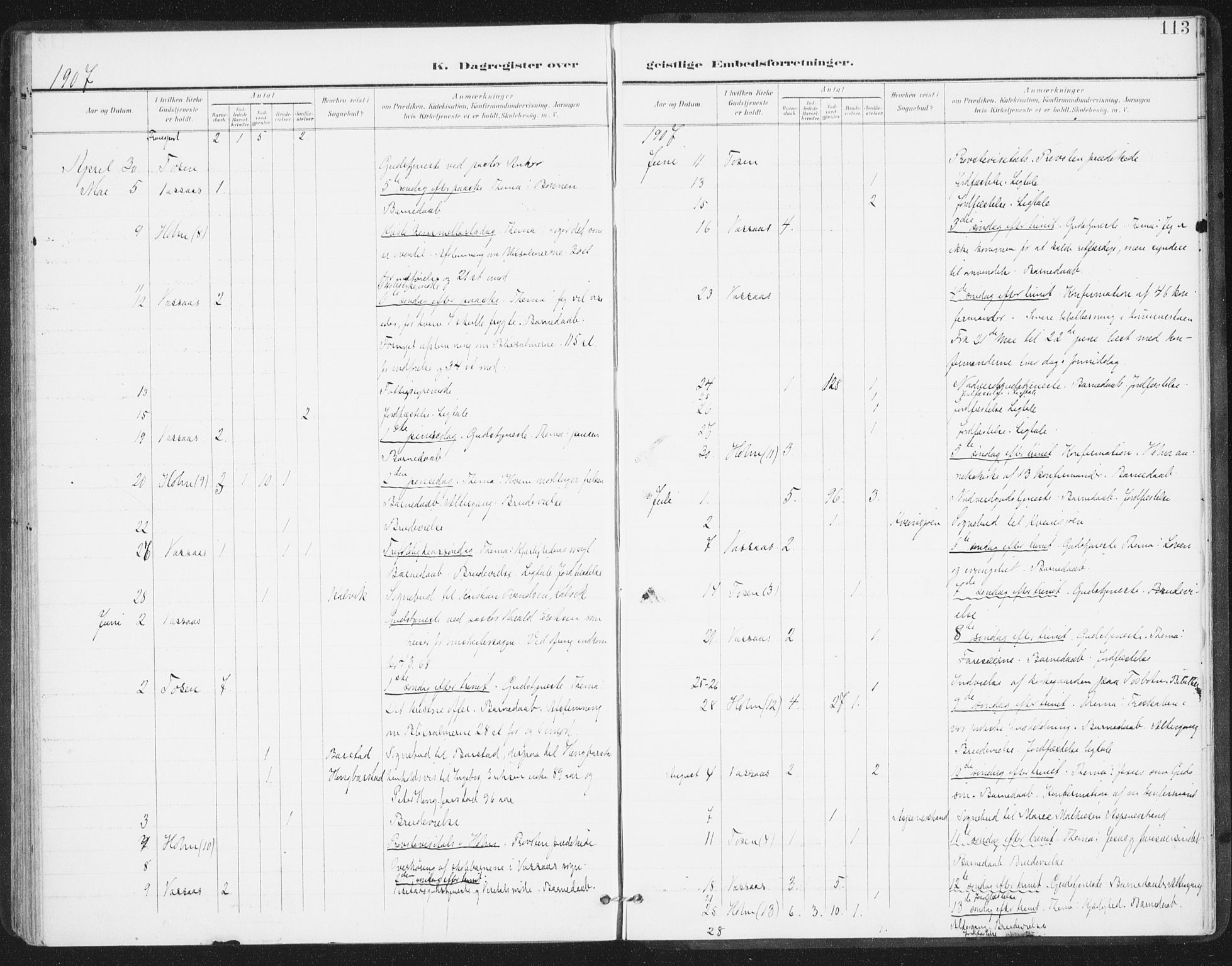Ministerialprotokoller, klokkerbøker og fødselsregistre - Nordland, SAT/A-1459/811/L0167: Ministerialbok nr. 811A04, 1899-1913, s. 113