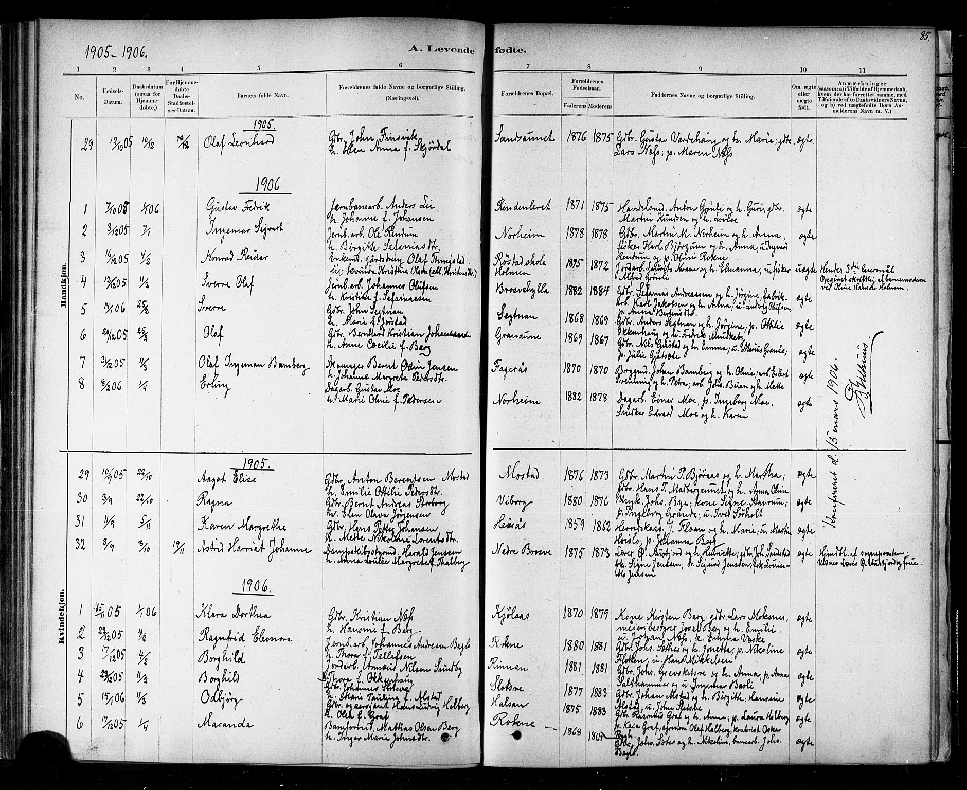 Ministerialprotokoller, klokkerbøker og fødselsregistre - Nord-Trøndelag, SAT/A-1458/721/L0208: Klokkerbok nr. 721C01, 1880-1917, s. 85