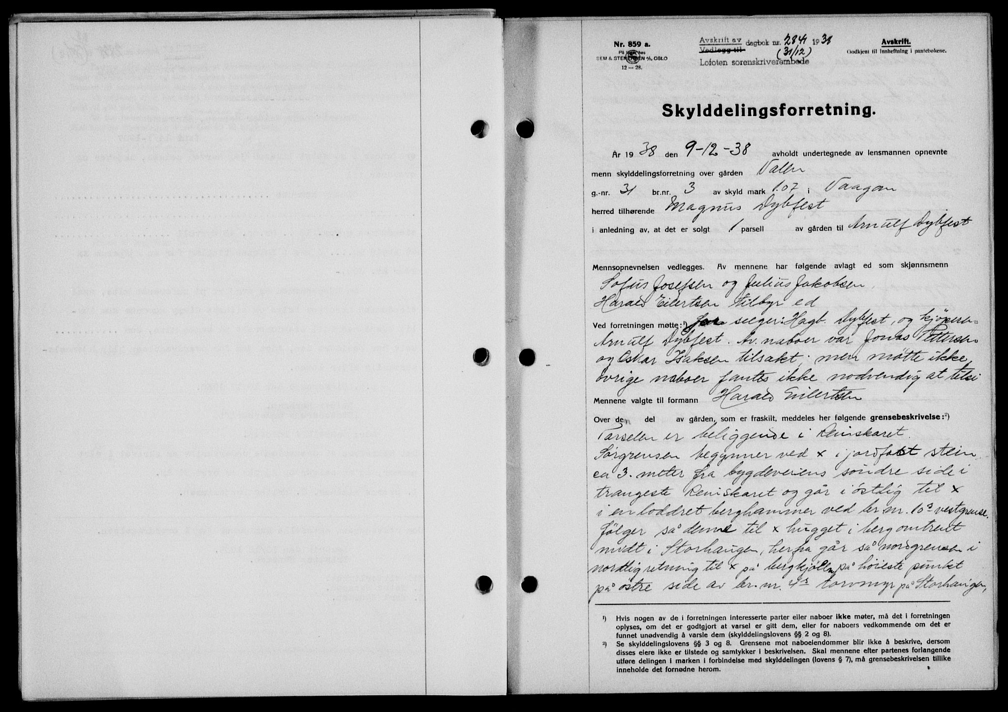 Lofoten sorenskriveri, SAT/A-0017/1/2/2C/L0005a: Pantebok nr. 5a, 1939-1939, Dagboknr: 2841/1938