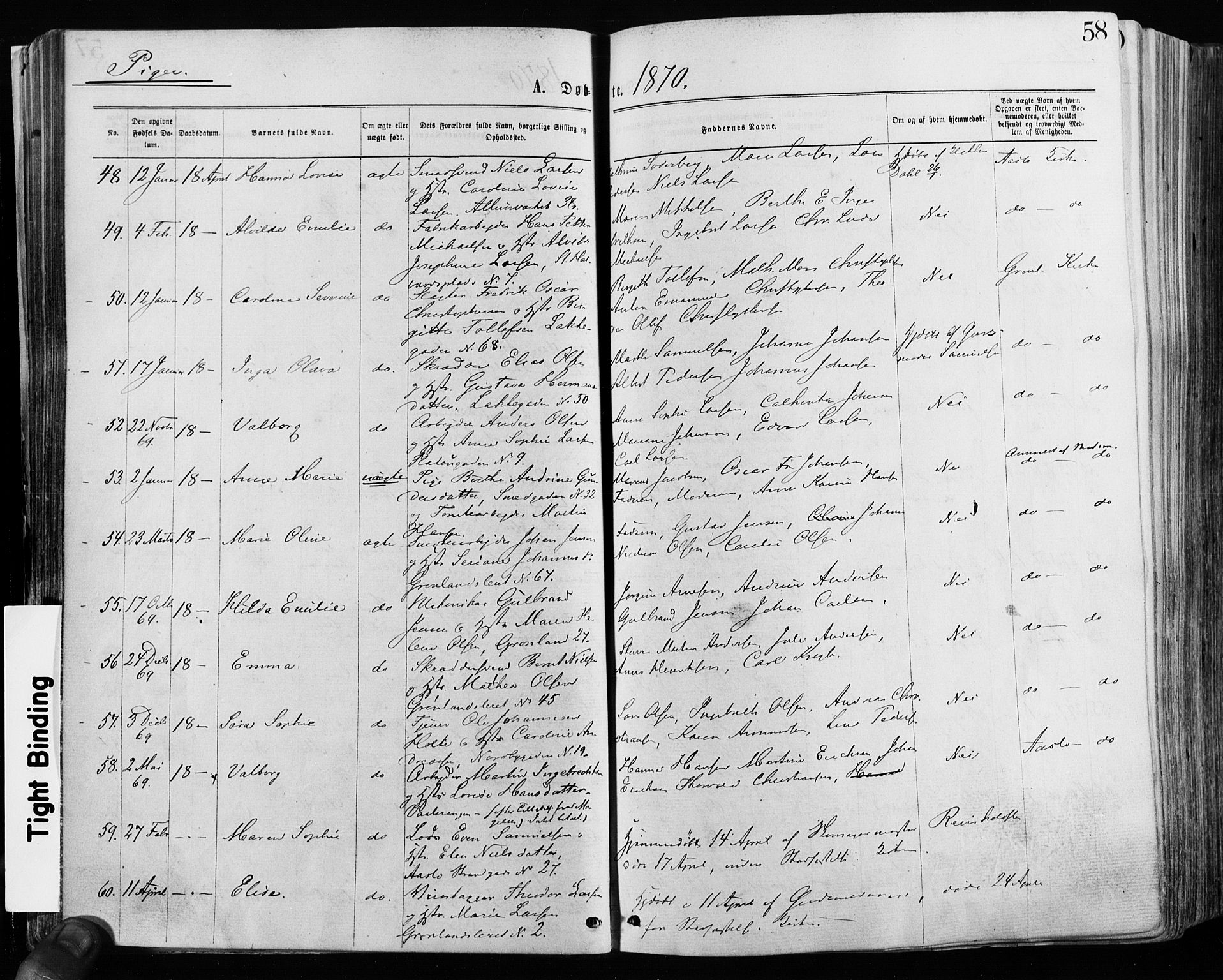 Grønland prestekontor Kirkebøker, AV/SAO-A-10848/F/Fa/L0004: Ministerialbok nr. 4, 1869-1880, s. 58