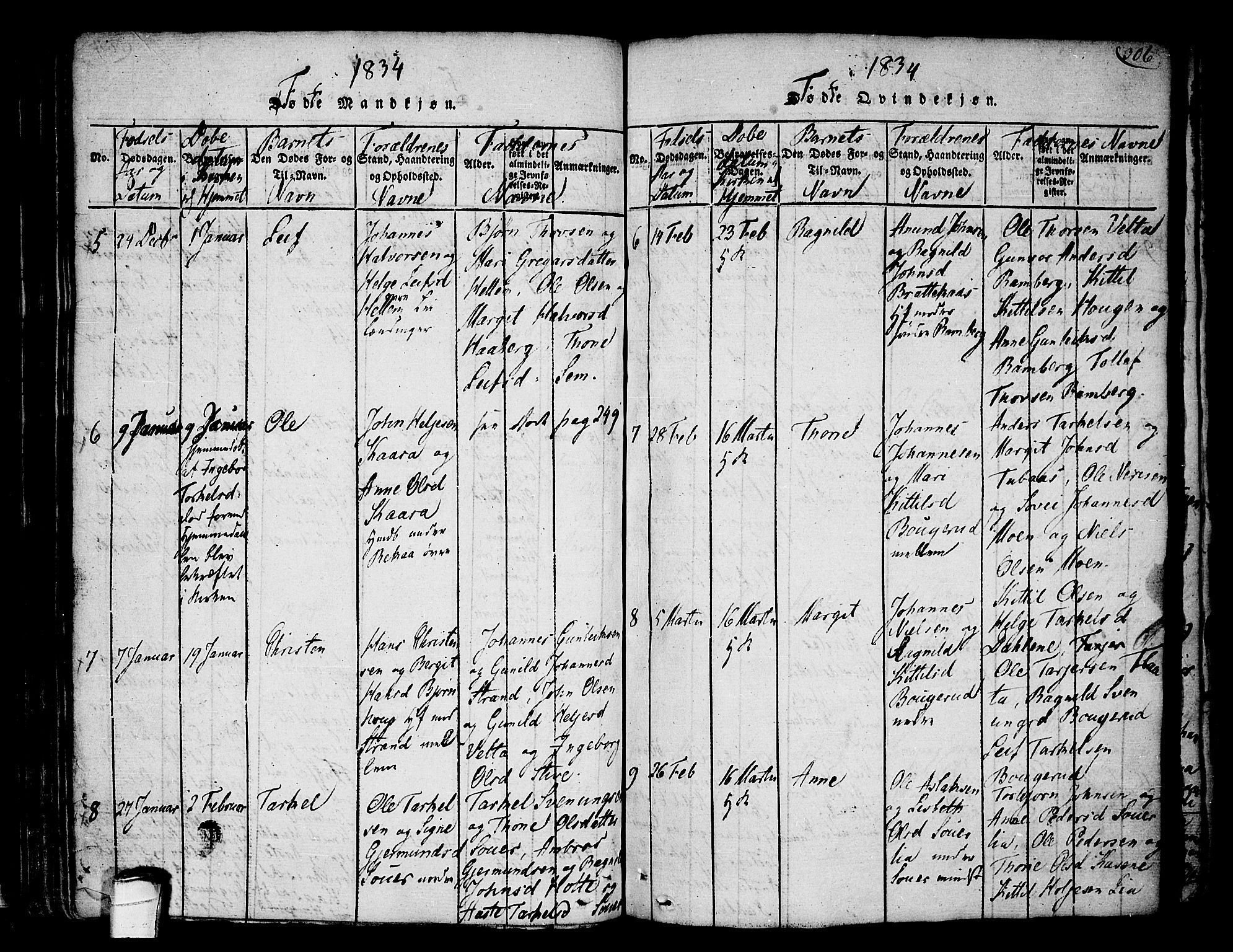 Heddal kirkebøker, SAKO/A-268/F/Fa/L0005: Ministerialbok nr. I 5, 1814-1837, s. 305-306
