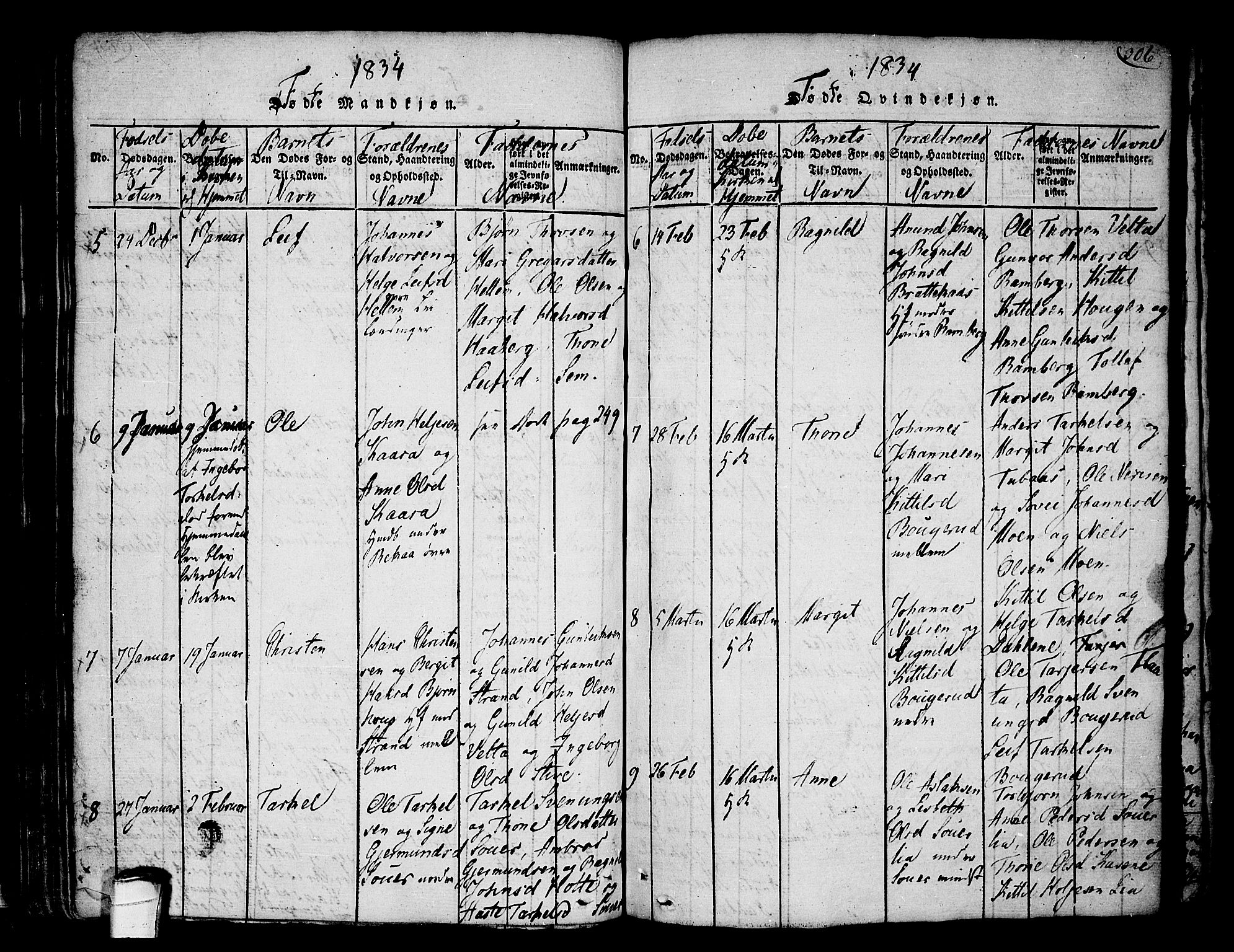 Heddal kirkebøker, AV/SAKO-A-268/F/Fa/L0005: Ministerialbok nr. I 5, 1814-1837, s. 305-306