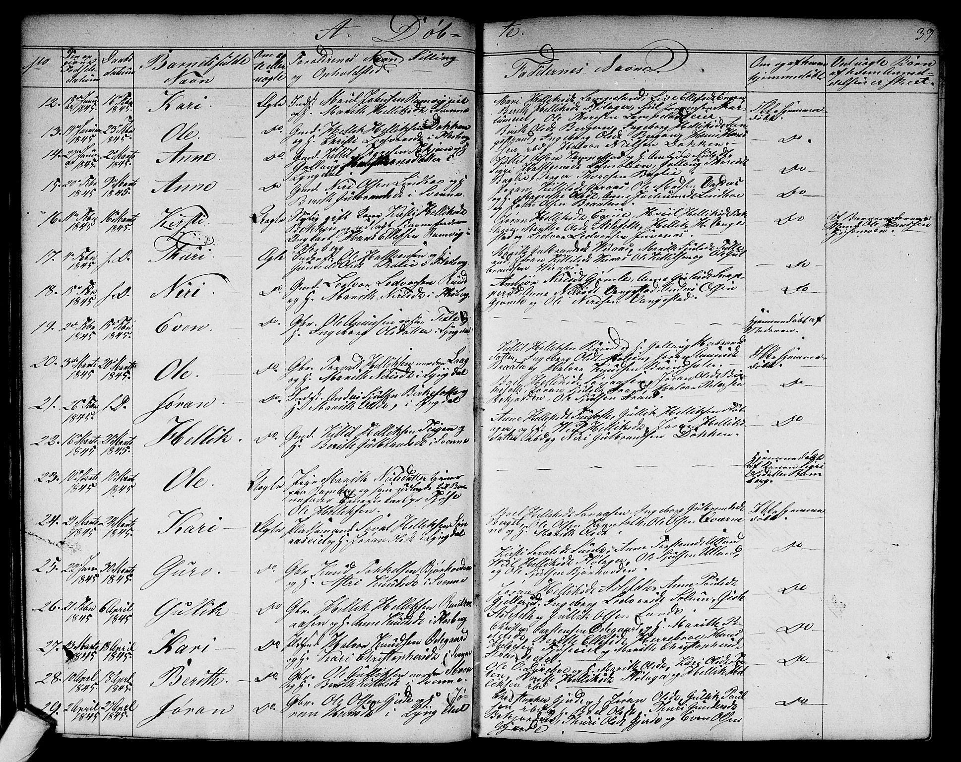 Flesberg kirkebøker, AV/SAKO-A-18/G/Ga/L0002: Klokkerbok nr. I 2, 1834-1860, s. 39