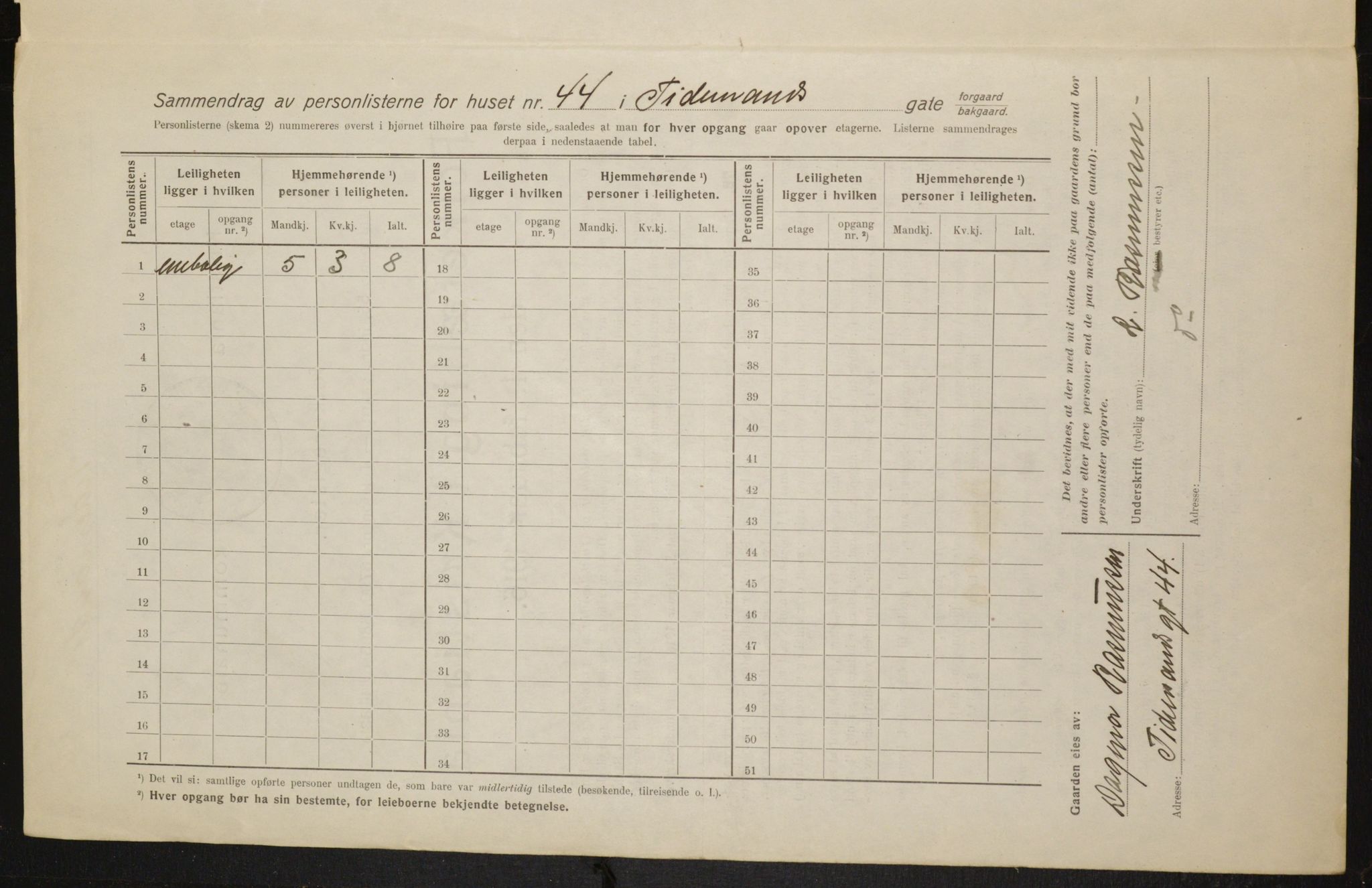 OBA, Kommunal folketelling 1.2.1916 for Kristiania, 1916, s. 114766