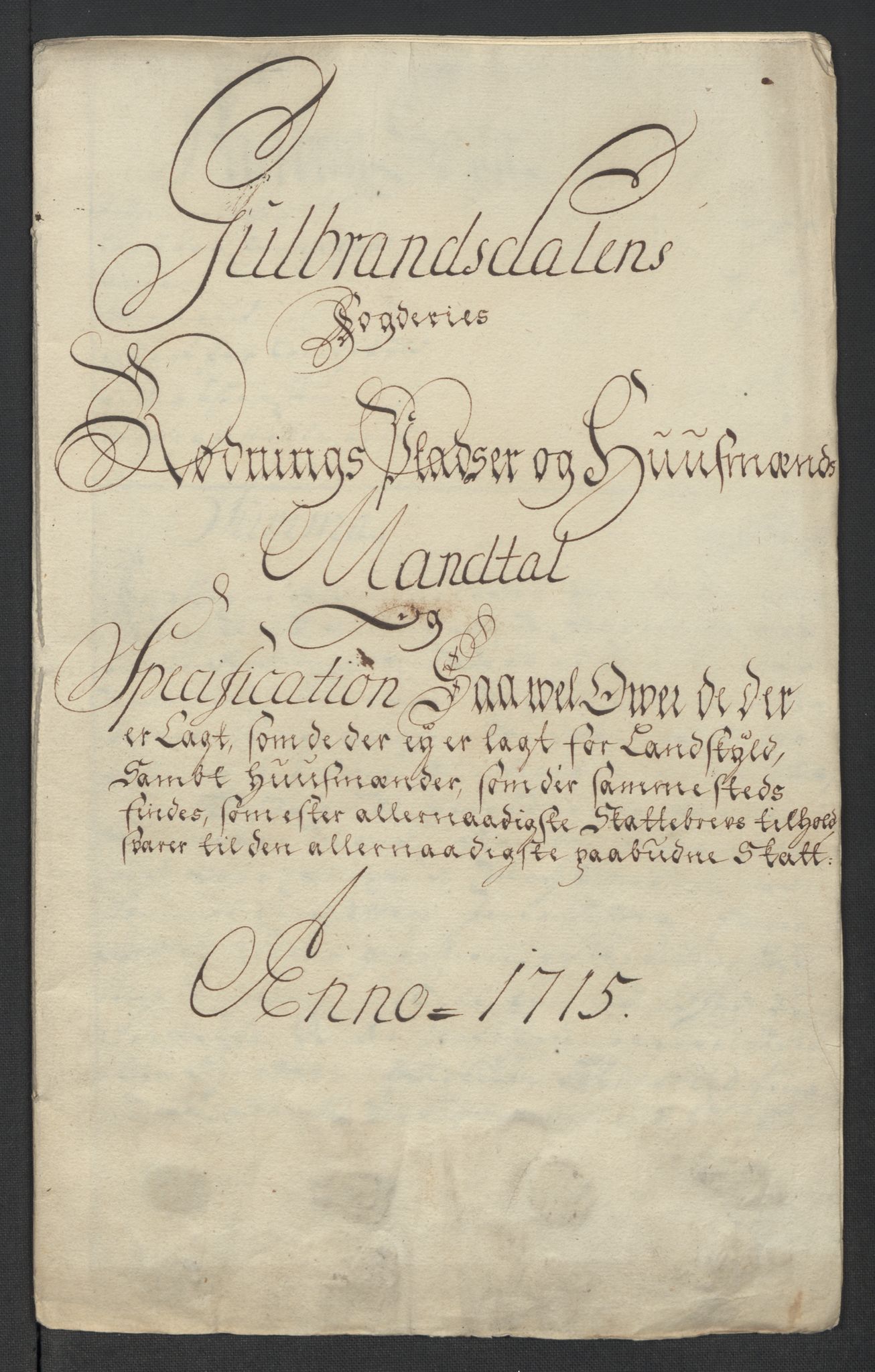 Rentekammeret inntil 1814, Reviderte regnskaper, Fogderegnskap, AV/RA-EA-4092/R17/L1184: Fogderegnskap Gudbrandsdal, 1715, s. 101