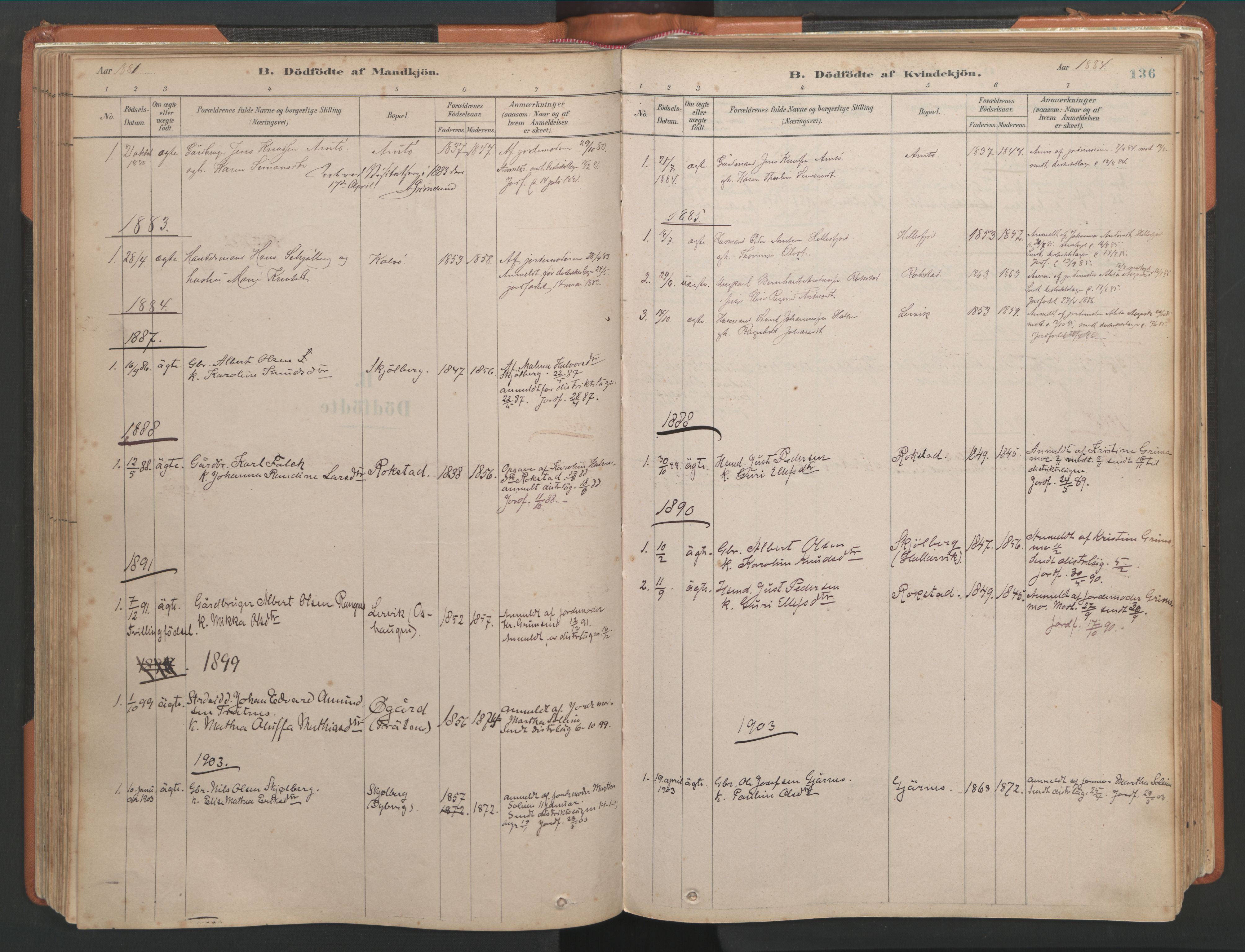 Ministerialprotokoller, klokkerbøker og fødselsregistre - Møre og Romsdal, SAT/A-1454/581/L0941: Ministerialbok nr. 581A09, 1880-1919, s. 136