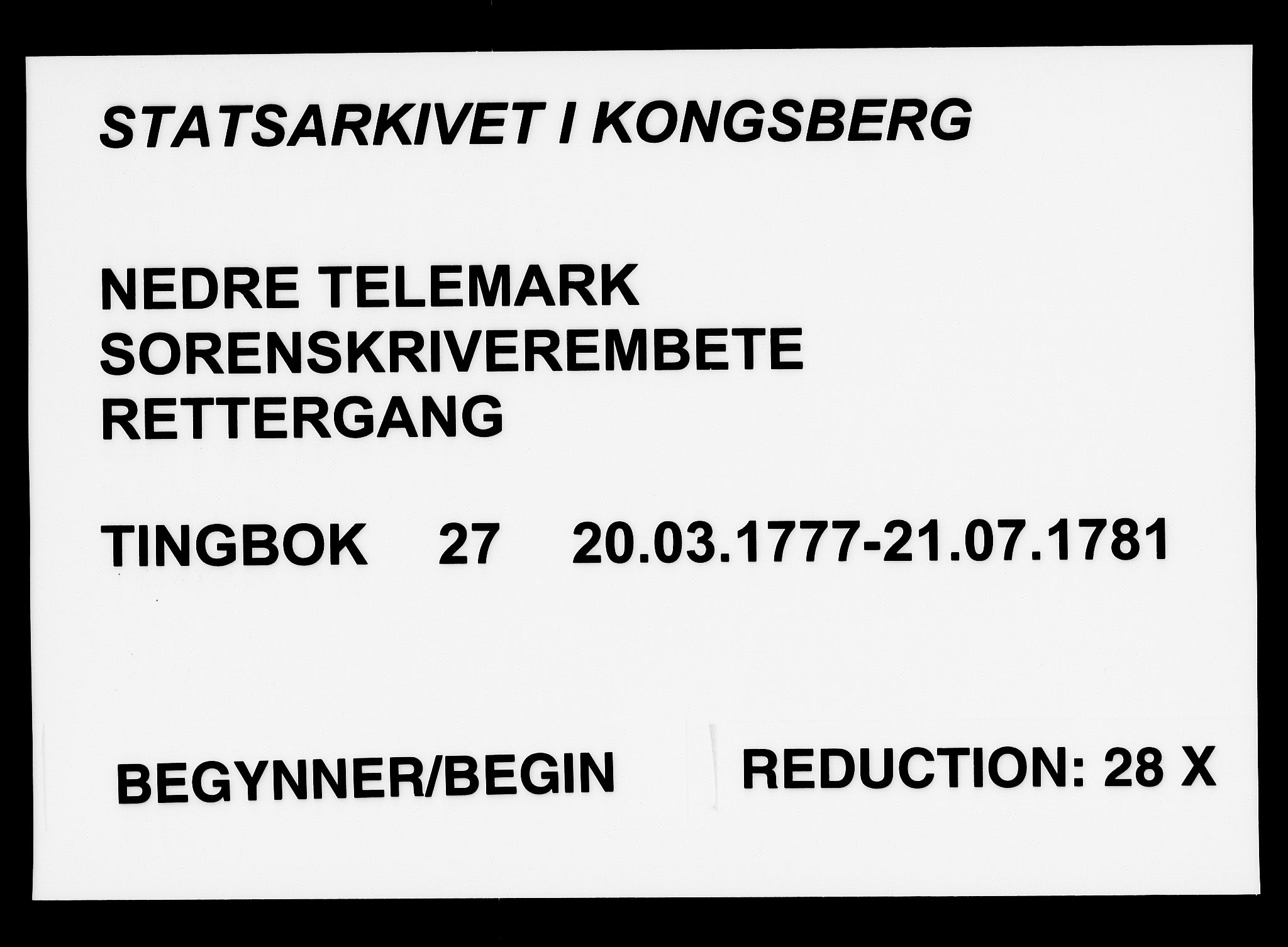 Nedre Telemark sorenskriveri, SAKO/A-135/F/Fa/L0027: Tingbok, 1777-1781