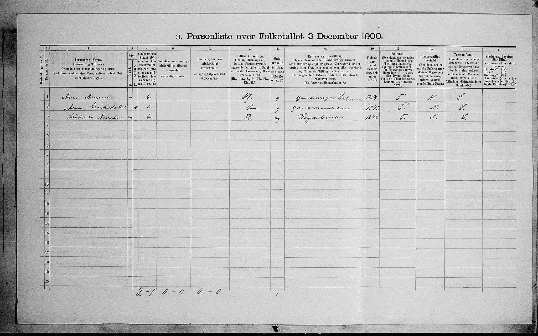 SAH, Folketelling 1900 for 0540 Sør-Aurdal herred, 1900, s. 161