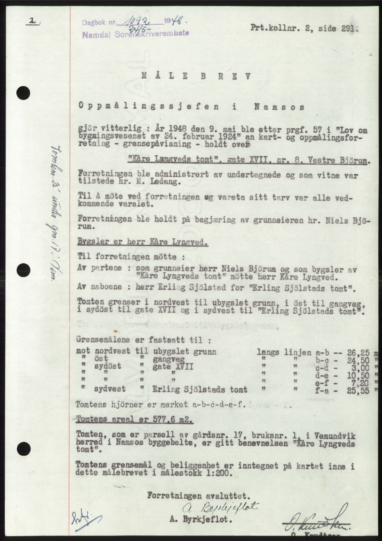 Namdal sorenskriveri, SAT/A-4133/1/2/2C: Pantebok nr. -, 1947-1948, Dagboknr: 1092/1948
