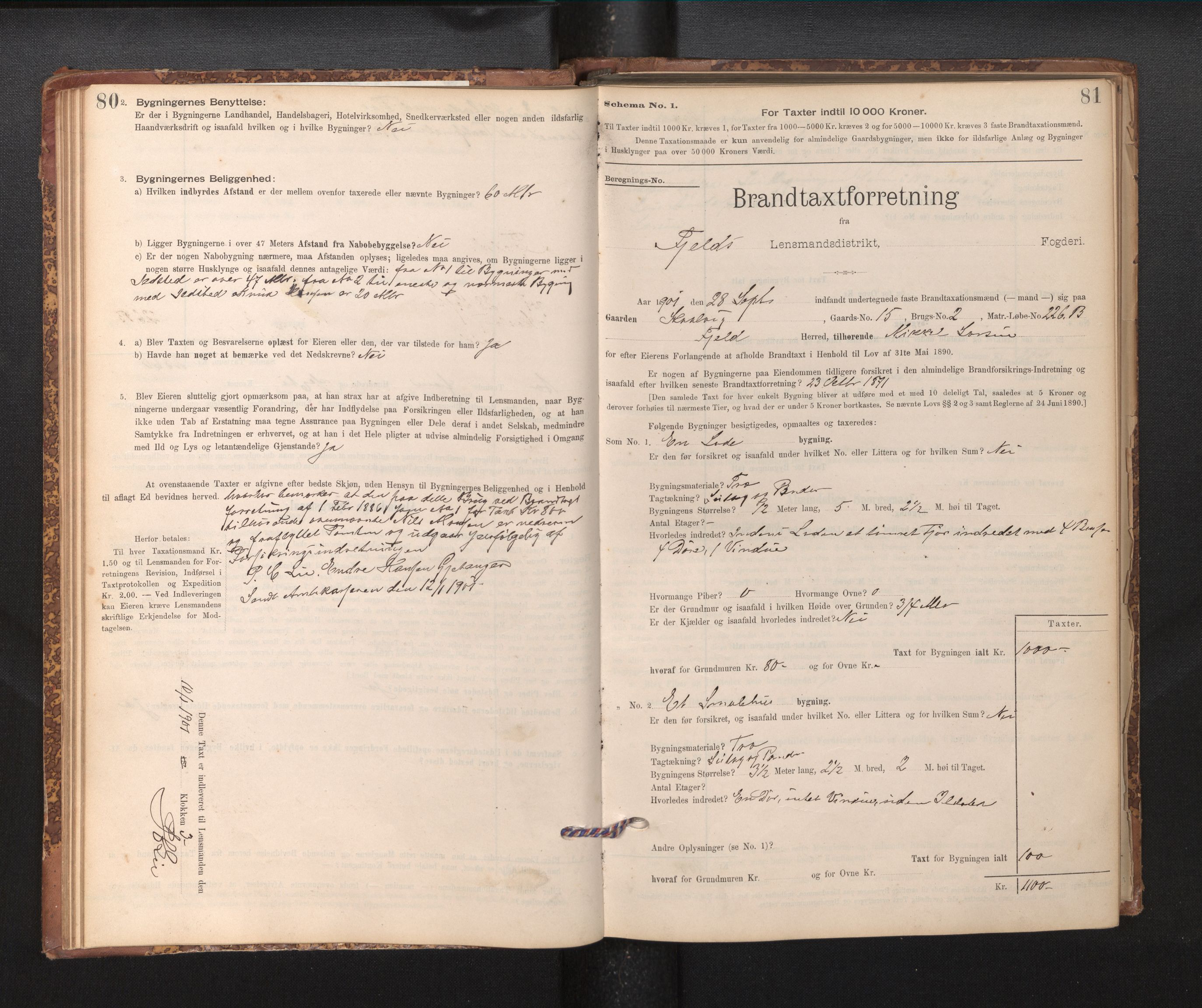 Lensmannen i Fjell, AV/SAB-A-32301/0012/L0005: Branntakstprotokoll, skjematakst, 1895-1931, s. 80-81