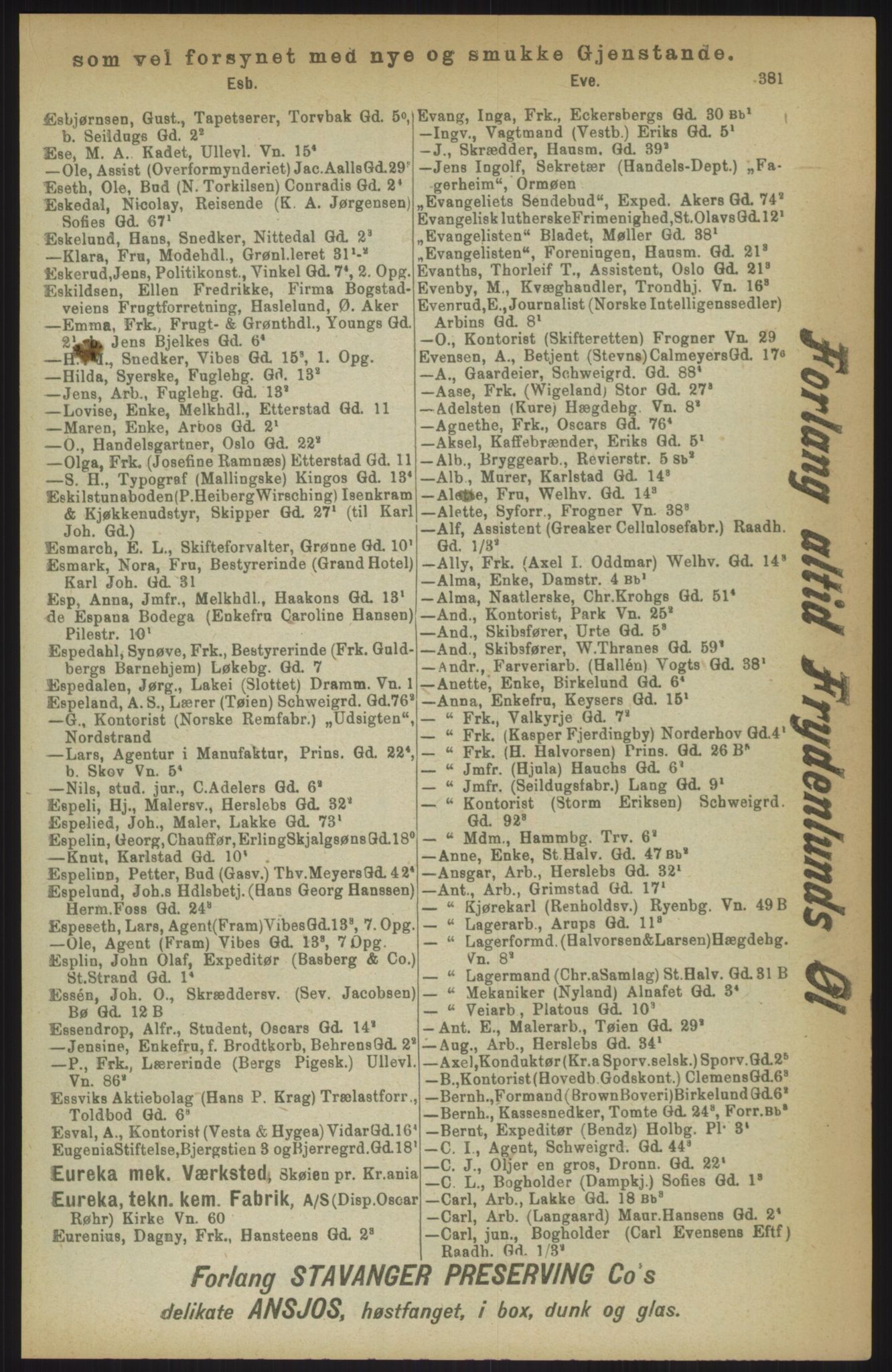 Kristiania/Oslo adressebok, PUBL/-, 1911, s. 381