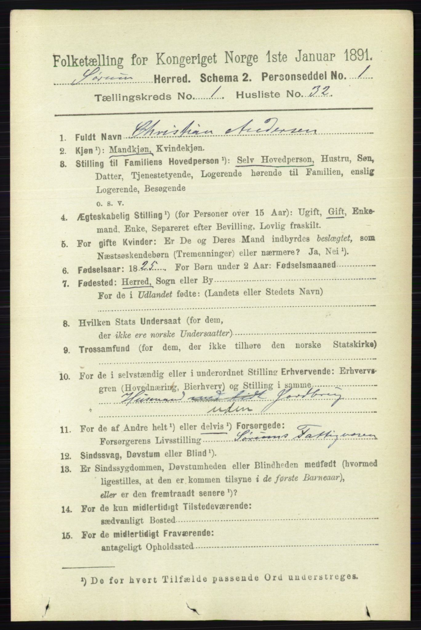 RA, Folketelling 1891 for 0226 Sørum herred, 1891, s. 304