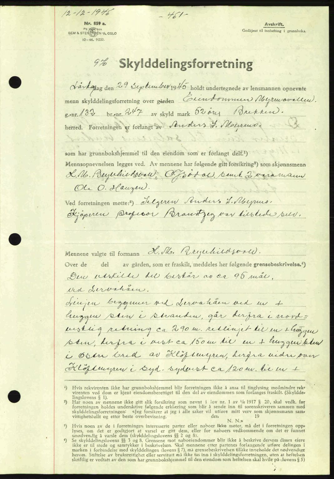 Gauldal sorenskriveri, SAT/A-0014/1/2/2C: Pantebok nr. A1a, 1945-1945, Dagboknr: 970/1945