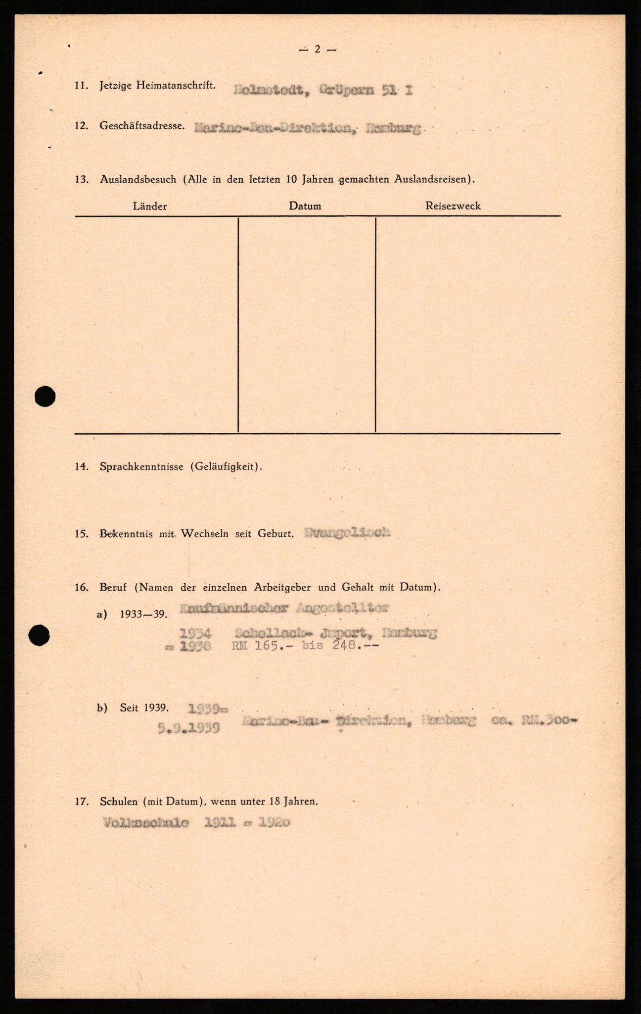 Forsvaret, Forsvarets overkommando II, AV/RA-RAFA-3915/D/Db/L0030: CI Questionaires. Tyske okkupasjonsstyrker i Norge. Tyskere., 1945-1946, s. 441