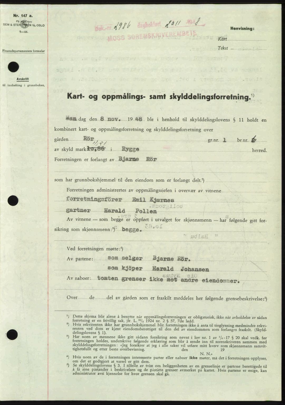 Moss sorenskriveri, SAO/A-10168: Pantebok nr. A20, 1948-1948, Dagboknr: 2986/1948