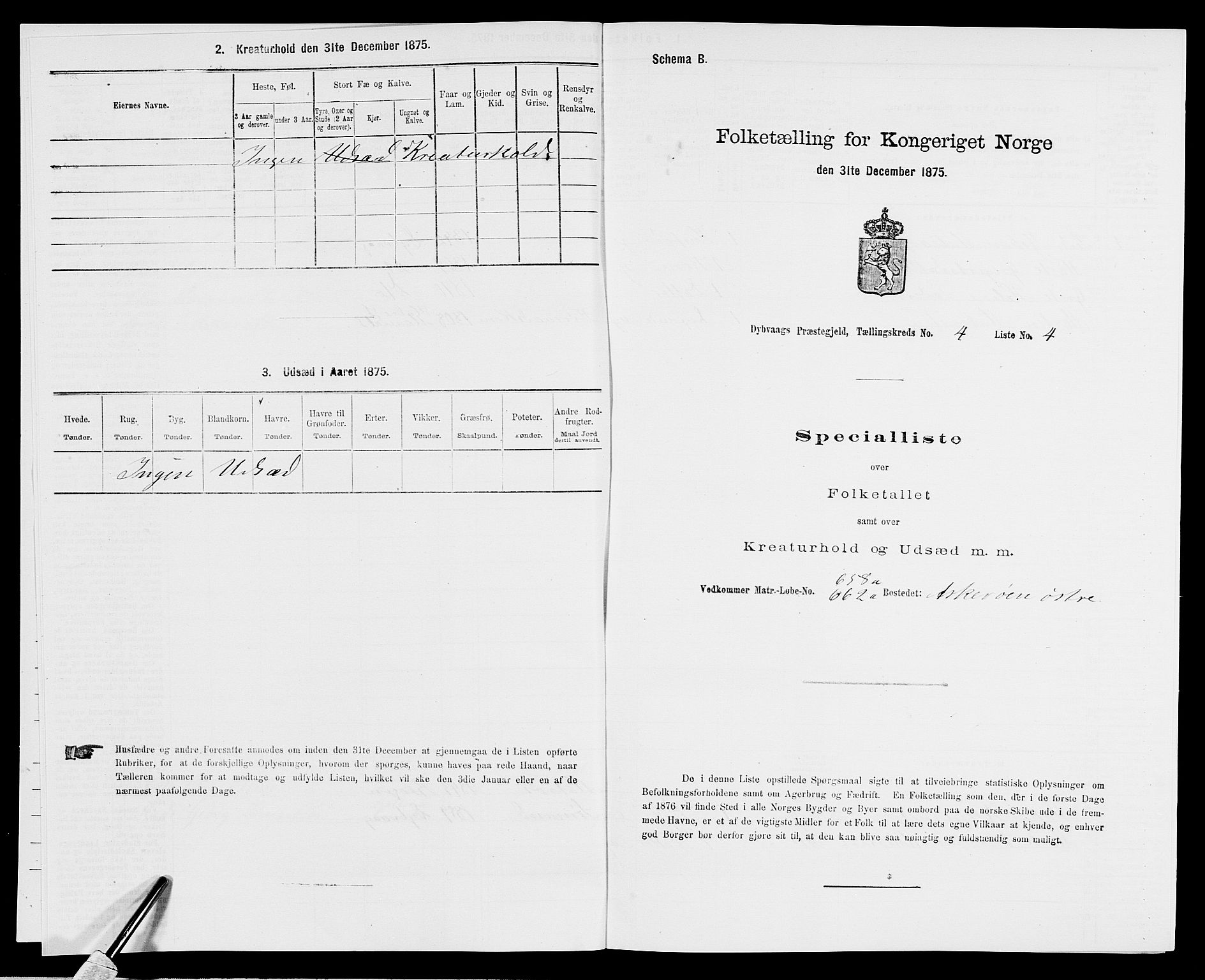 SAK, Folketelling 1875 for 0915P Dypvåg prestegjeld, 1875, s. 437