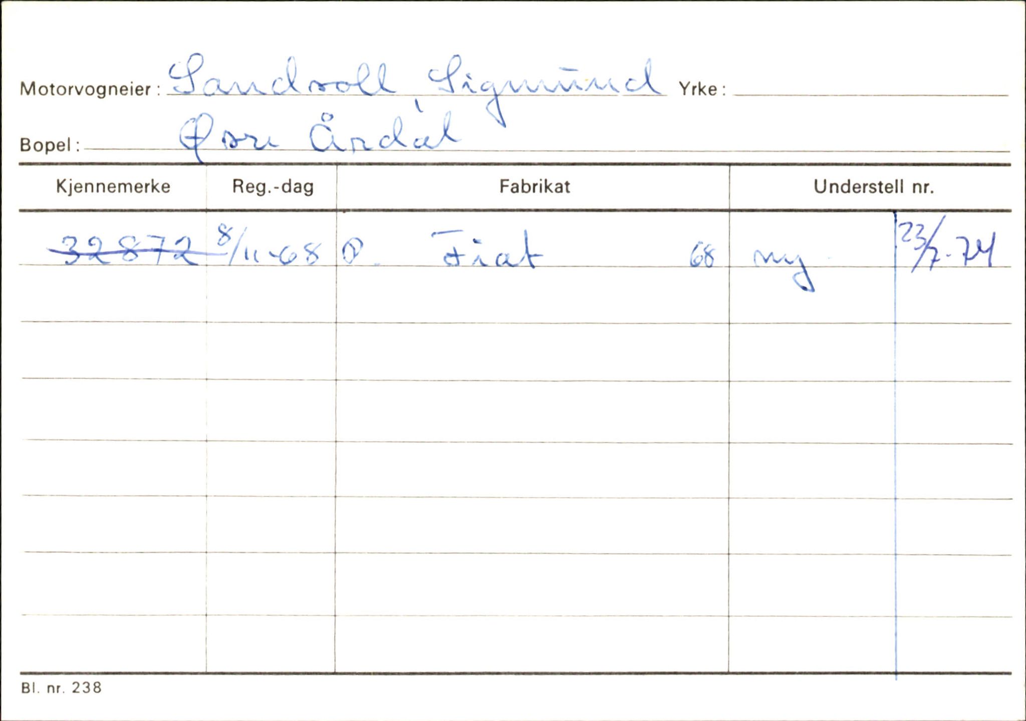 Statens vegvesen, Sogn og Fjordane vegkontor, SAB/A-5301/4/F/L0146: Registerkort Årdal R-Å samt diverse kort, 1945-1975, s. 228