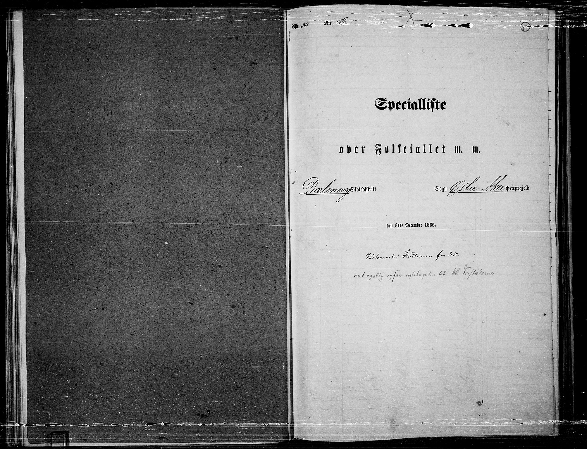 RA, Folketelling 1865 for 0218bP Østre Aker prestegjeld, 1865, s. 40