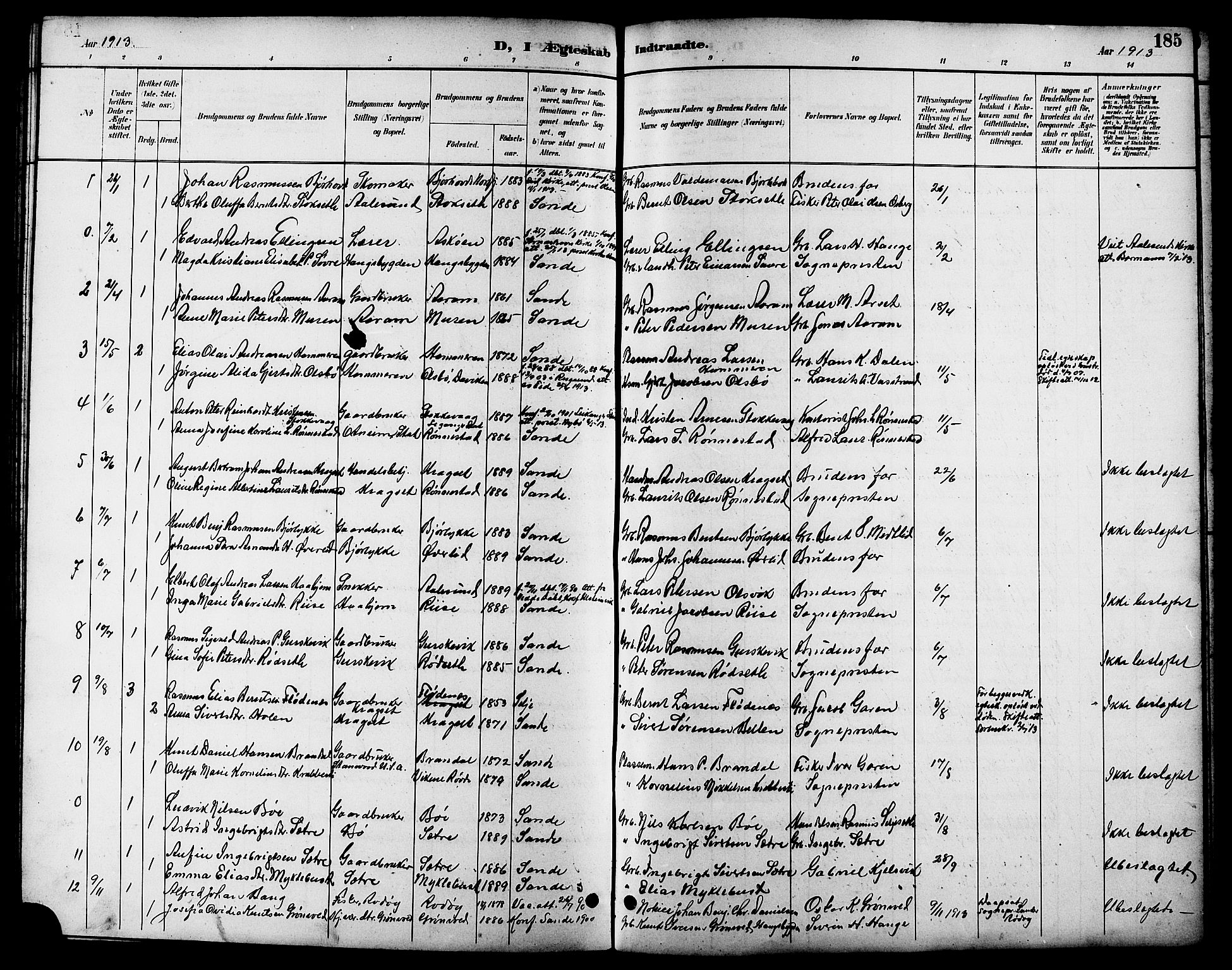 Ministerialprotokoller, klokkerbøker og fødselsregistre - Møre og Romsdal, AV/SAT-A-1454/503/L0049: Klokkerbok nr. 503C04, 1894-1915, s. 185