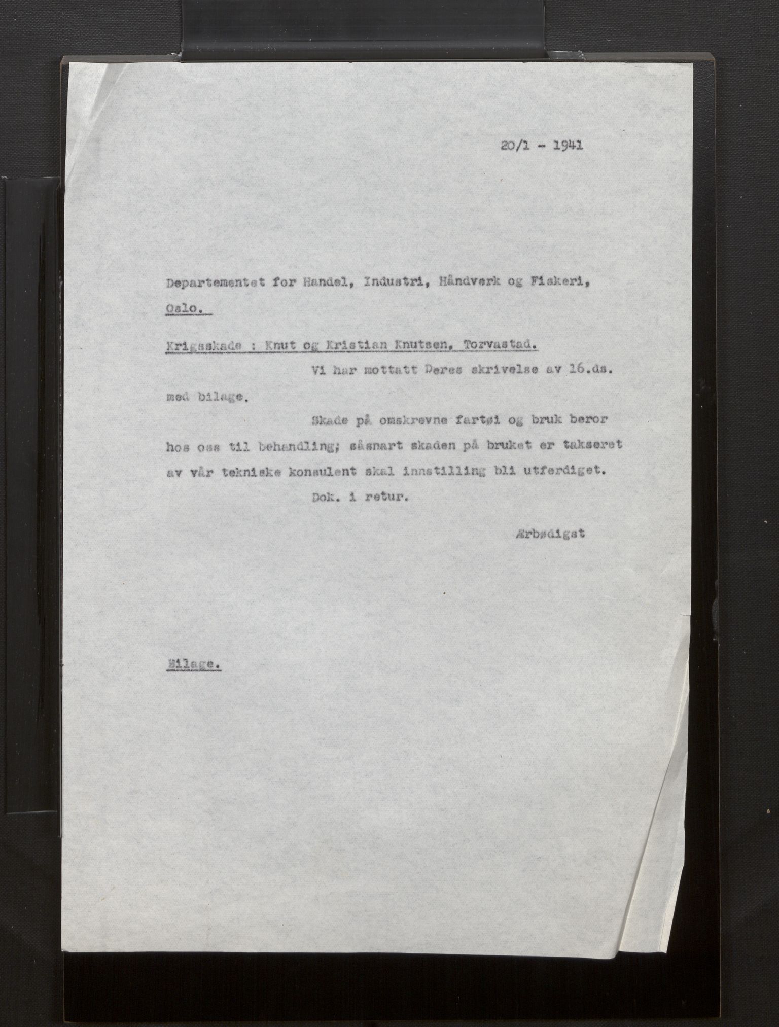 Fiskeridirektoratet - 1 Adm. ledelse - 13 Båtkontoret, AV/SAB-A-2003/La/L0008: Statens krigsforsikring for fiskeflåten, 1936-1971, s. 372