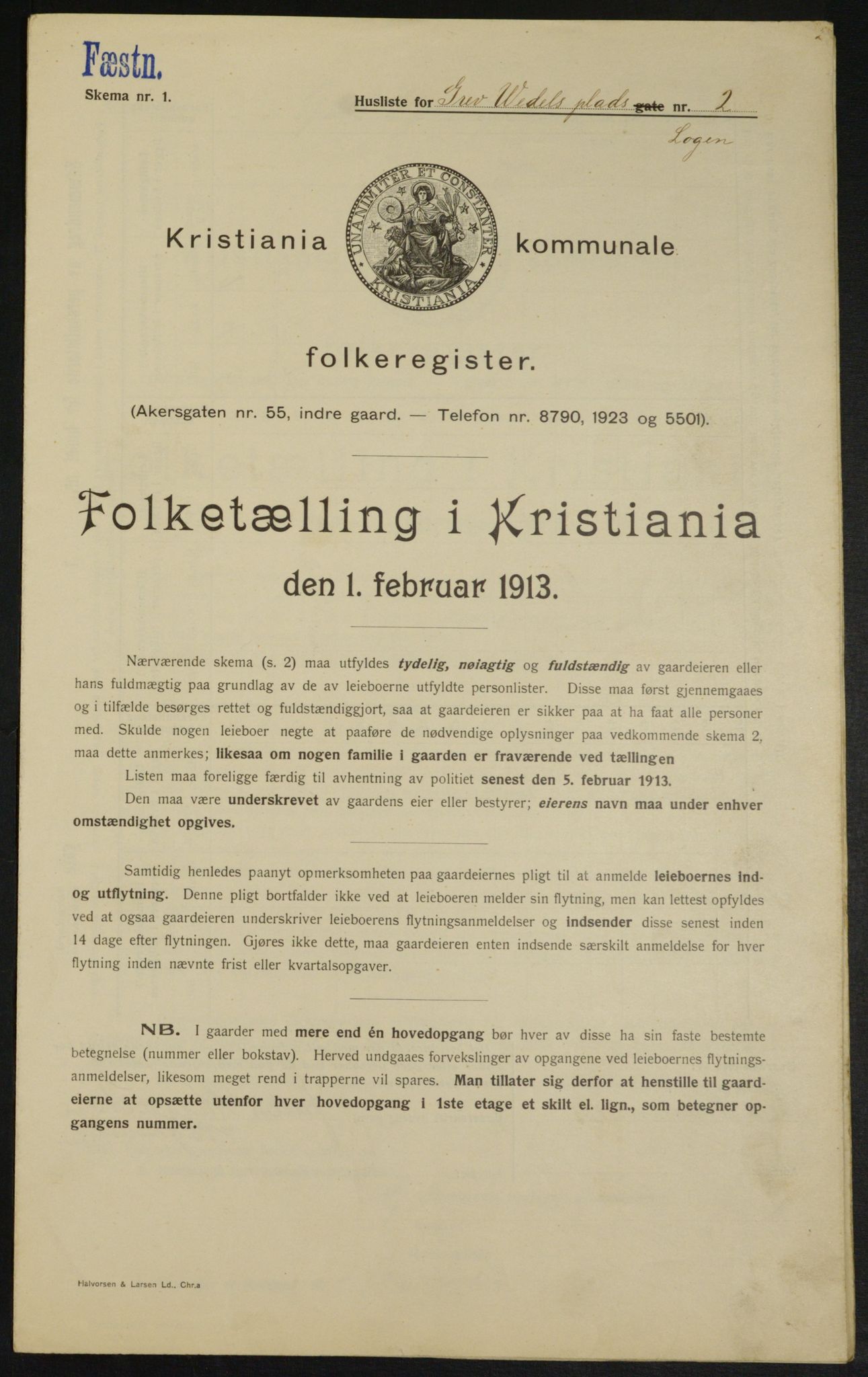 OBA, Kommunal folketelling 1.2.1913 for Kristiania, 1913, s. 29959