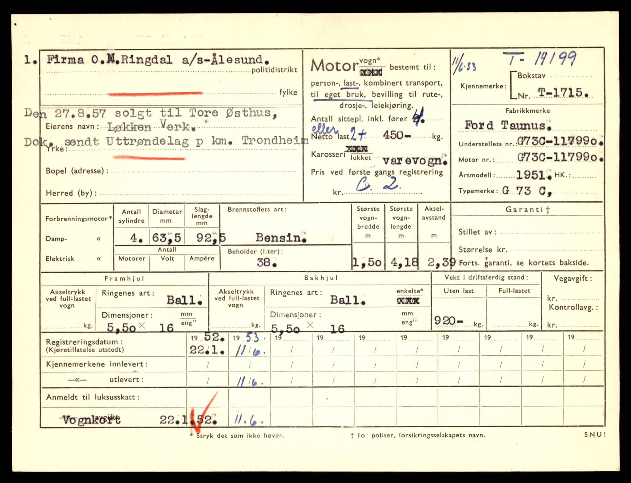 Møre og Romsdal vegkontor - Ålesund trafikkstasjon, AV/SAT-A-4099/F/Fe/L0043: Registreringskort for kjøretøy T 14080 - T 14204, 1927-1998, s. 3217