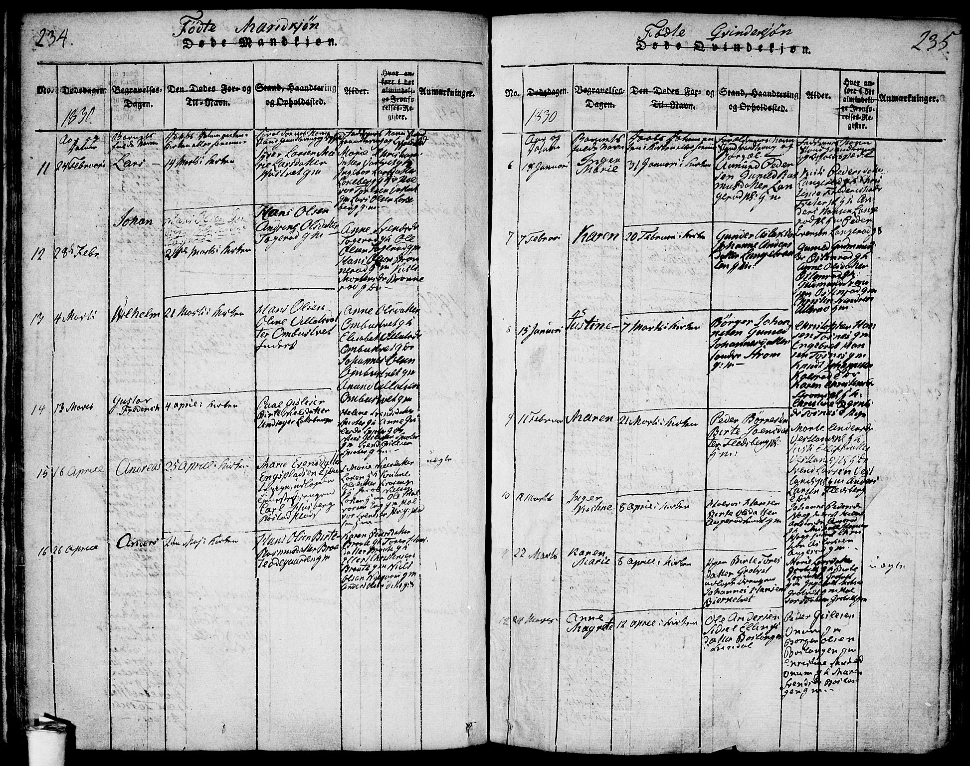 Våler prestekontor Kirkebøker, AV/SAO-A-11083/F/Fa/L0005: Ministerialbok nr. I 5, 1815-1839, s. 234-235