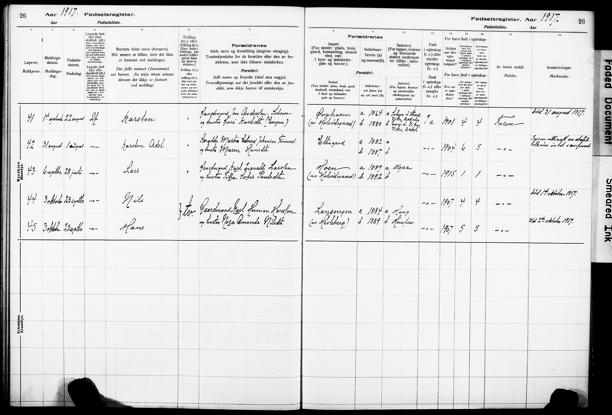 Norderhov kirkebøker, AV/SAKO-A-237/J/Ja/L0001: Fødselsregister nr. 1, 1916-1930, s. 26