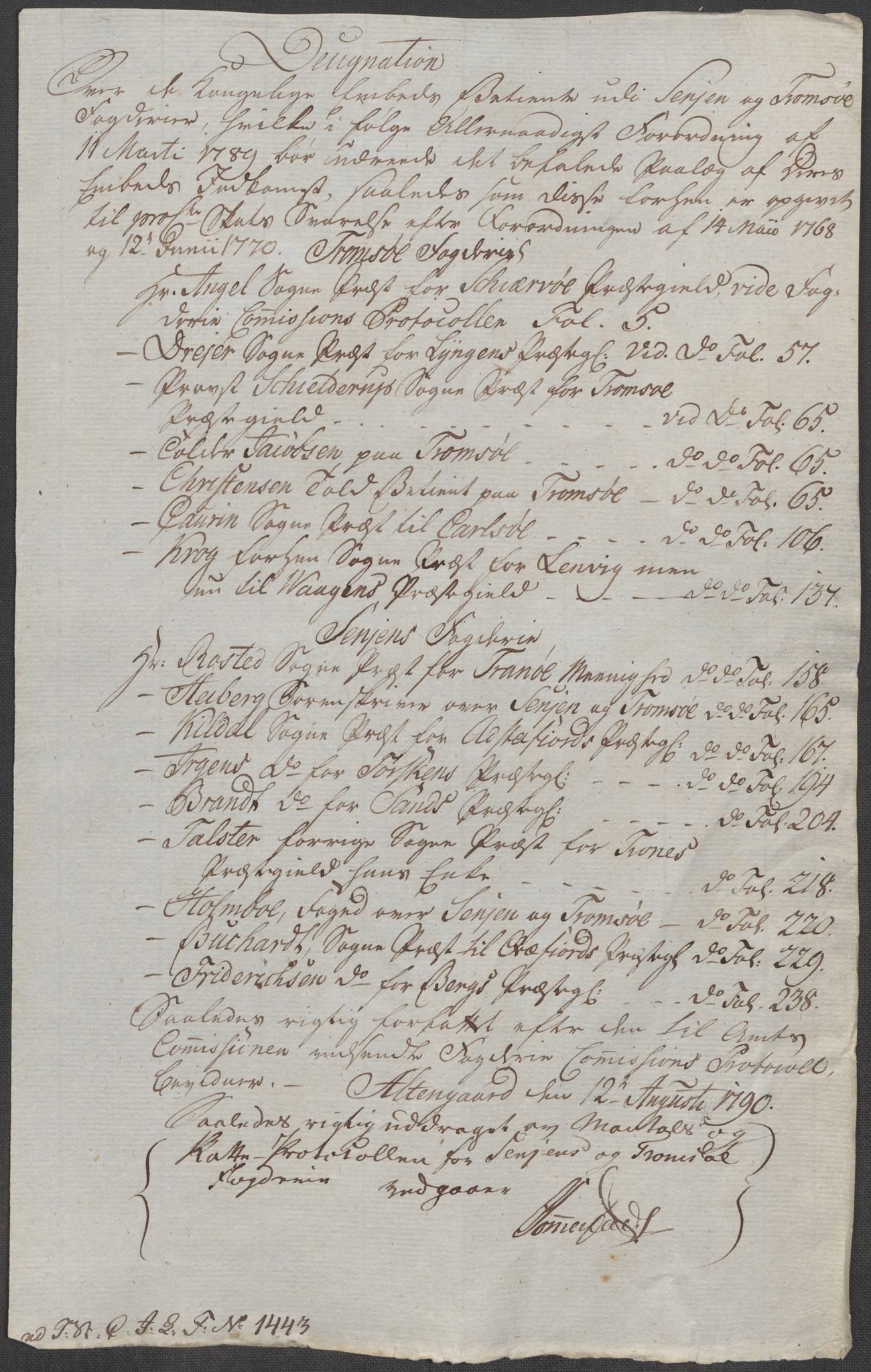 Rentekammeret inntil 1814, Reviderte regnskaper, Mindre regnskaper, RA/EA-4068/Rf/Rfe/L0042:  Senja og Troms fogderi, 1789, s. 16