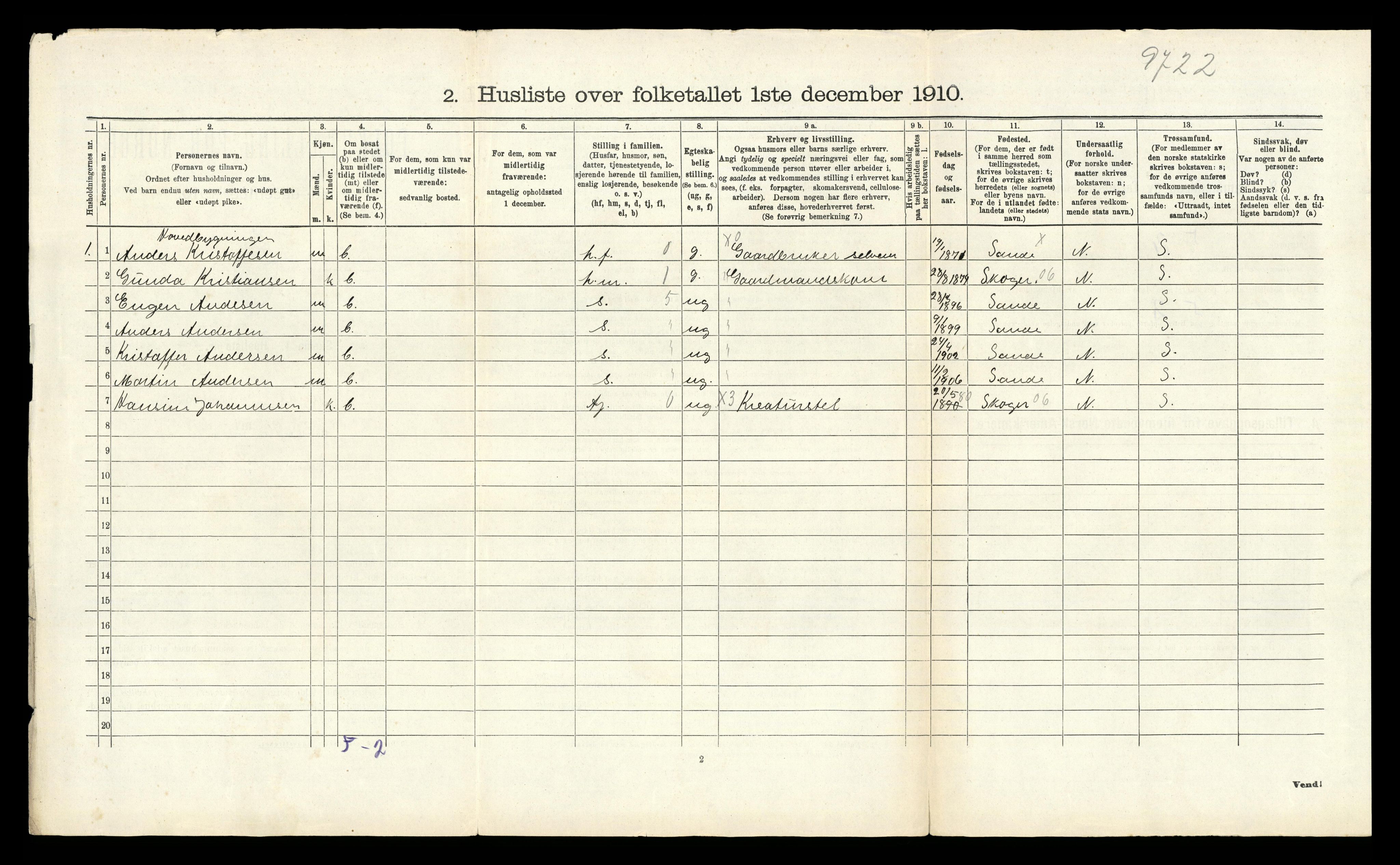 RA, Folketelling 1910 for 0713 Sande herred, 1910, s. 726