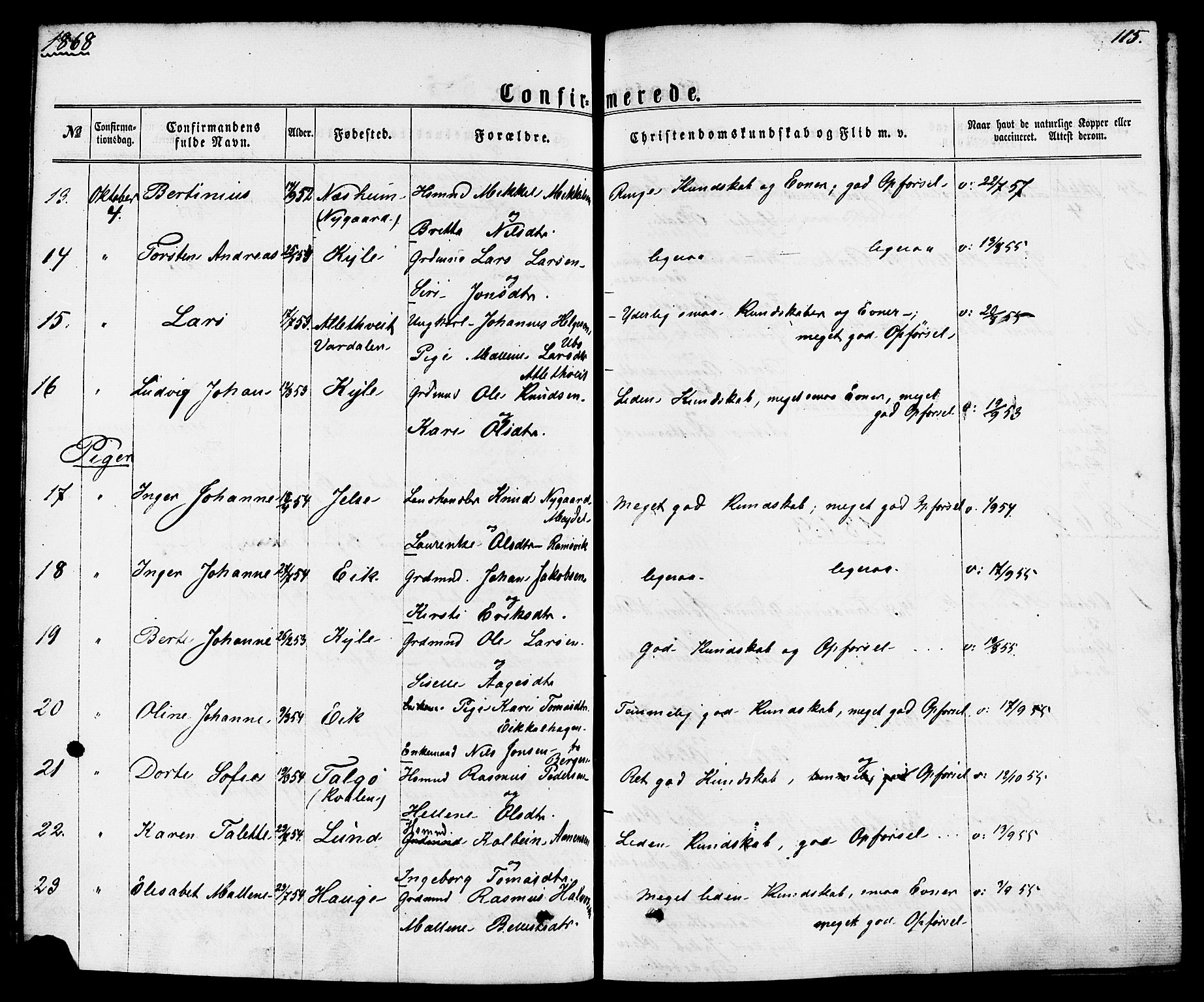 Nedstrand sokneprestkontor, AV/SAST-A-101841/01/IV: Ministerialbok nr. A 10, 1861-1887, s. 115