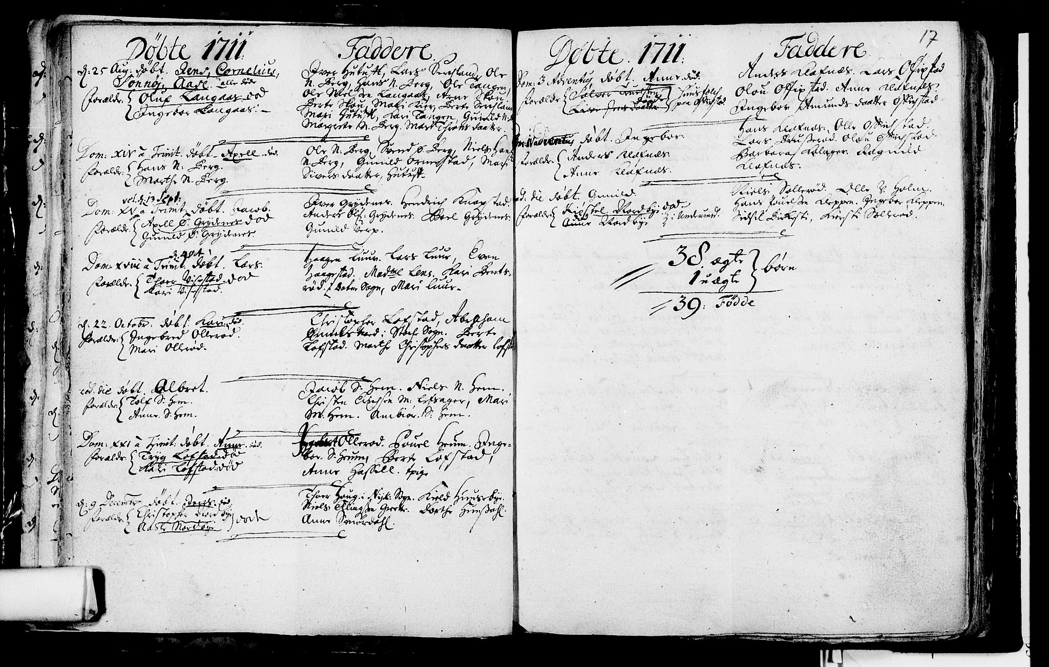 Våle kirkebøker, SAKO/A-334/F/Fa/L0002: Ministerialbok nr. I 2, 1705-1732, s. 17