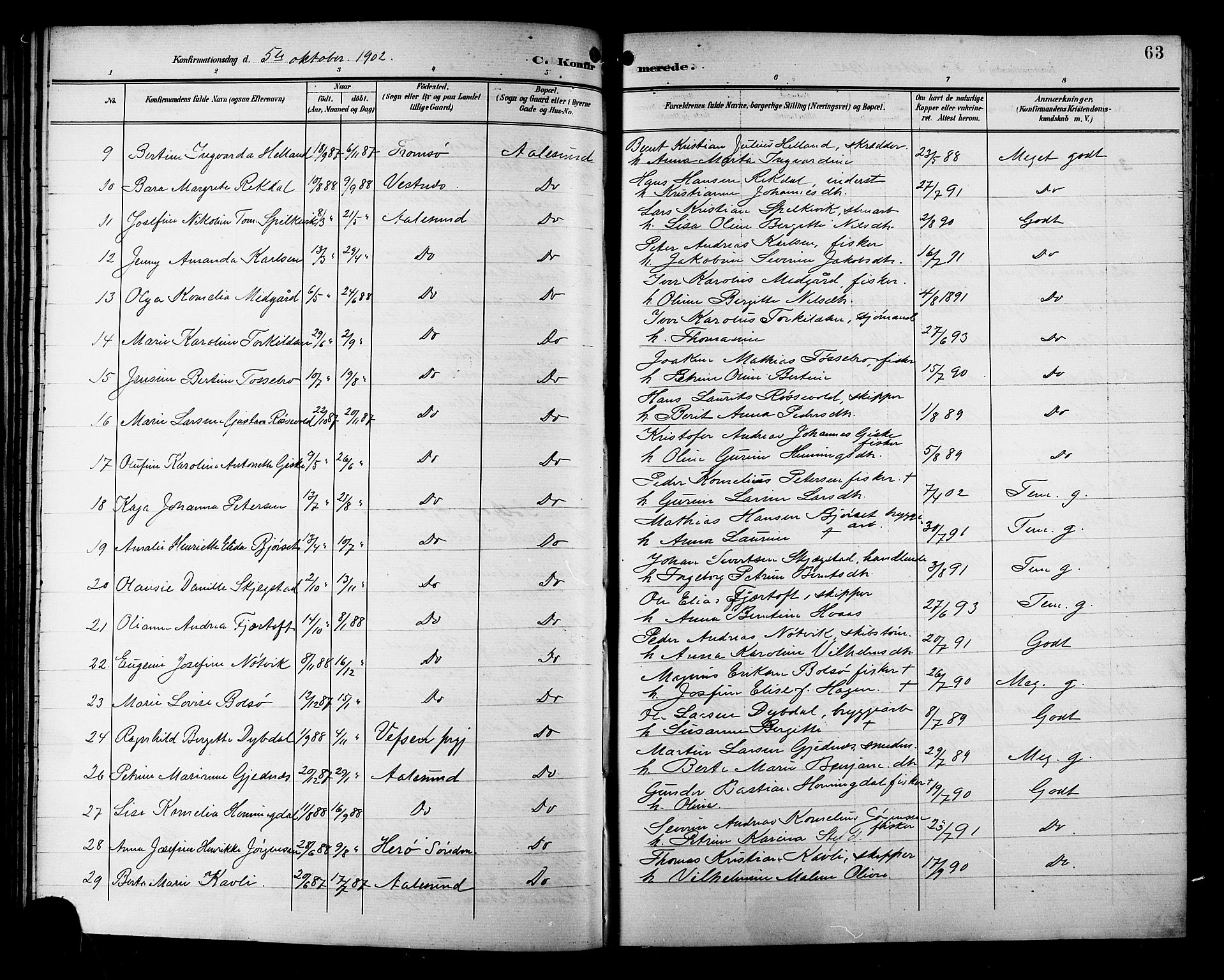 Ministerialprotokoller, klokkerbøker og fødselsregistre - Møre og Romsdal, AV/SAT-A-1454/529/L0469: Klokkerbok nr. 529C06, 1898-1906, s. 63