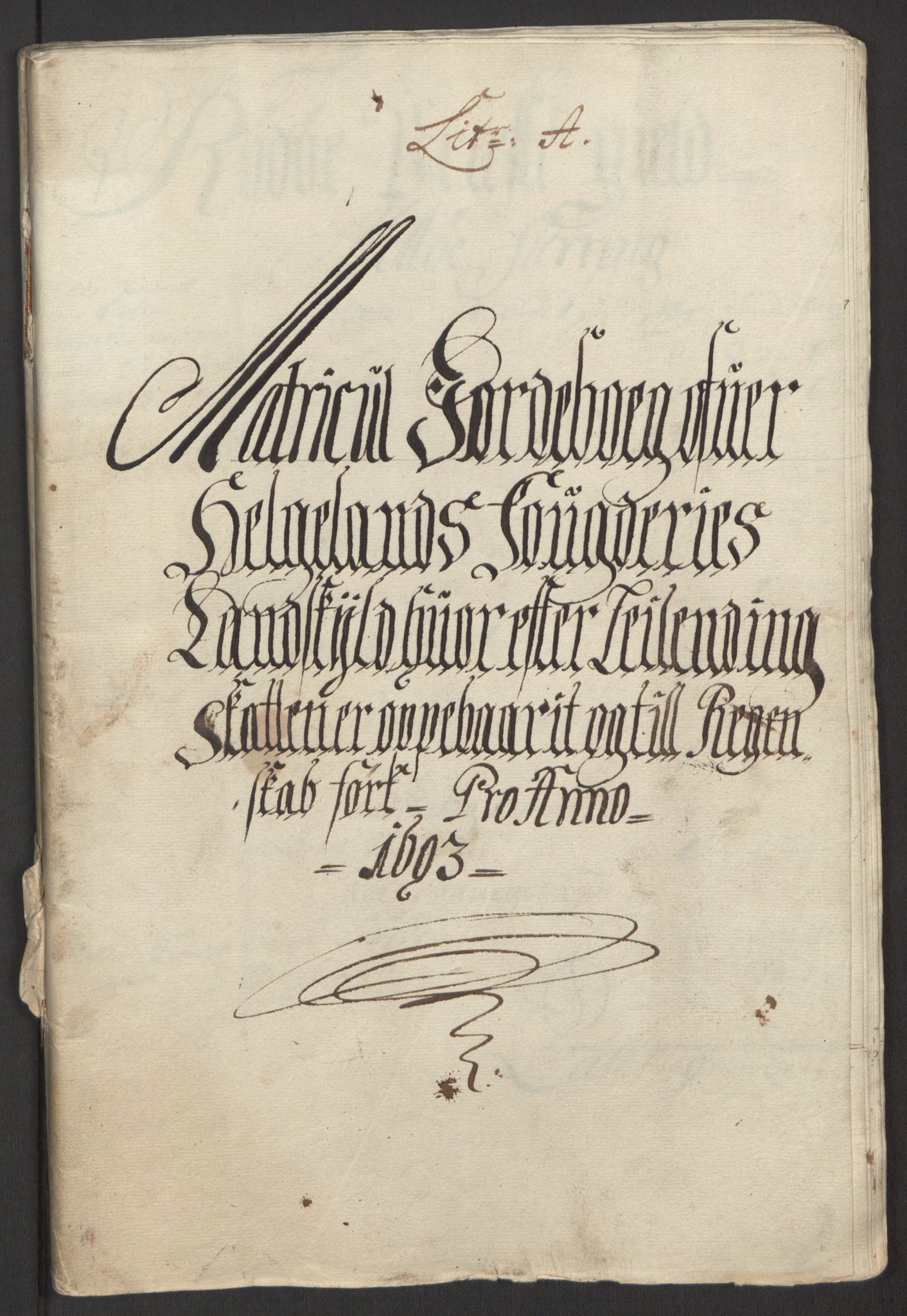 Rentekammeret inntil 1814, Reviderte regnskaper, Fogderegnskap, AV/RA-EA-4092/R65/L4505: Fogderegnskap Helgeland, 1693-1696, s. 11