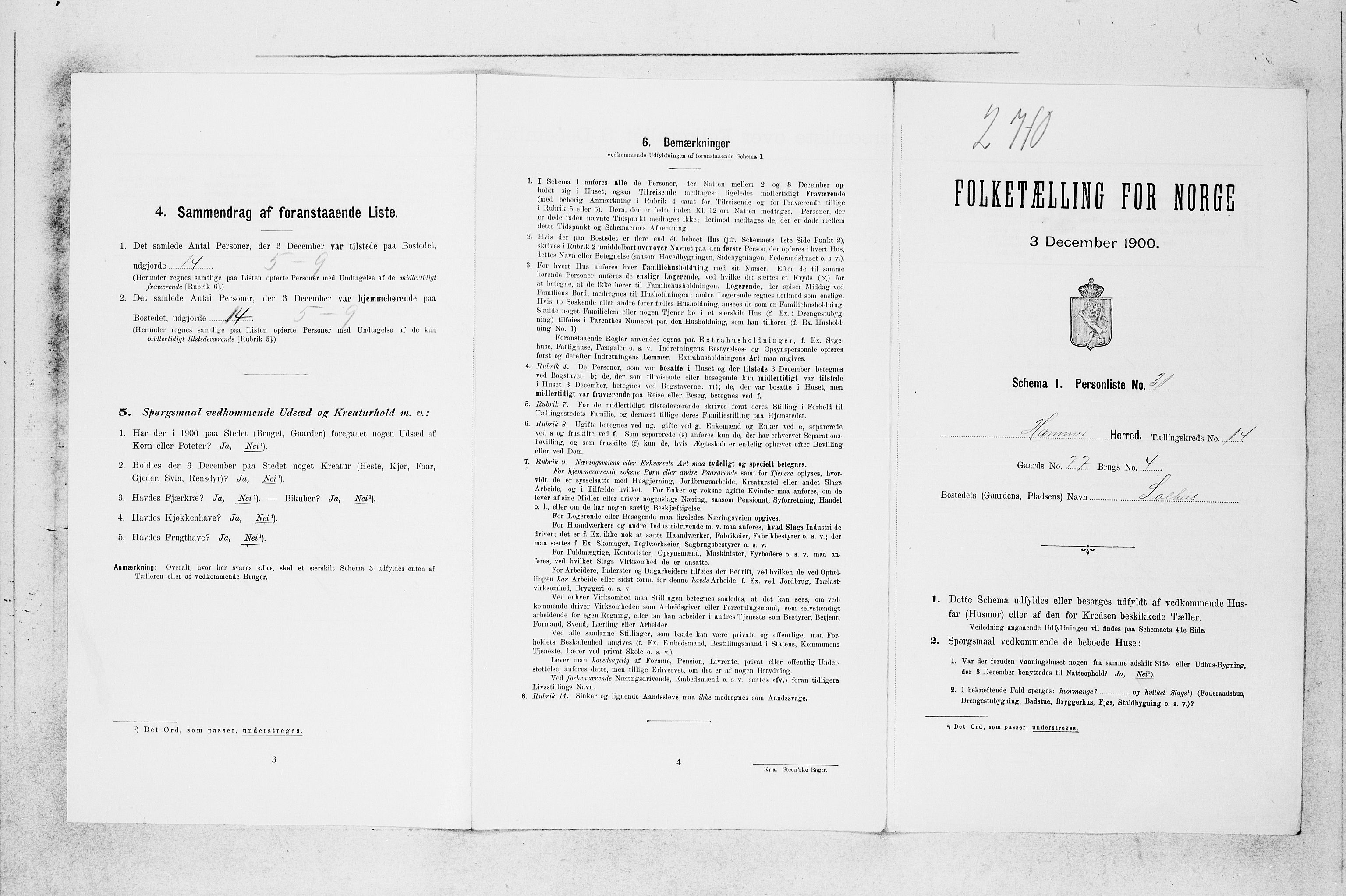 SAB, Folketelling 1900 for 1254 Hamre herred, 1900, s. 1327
