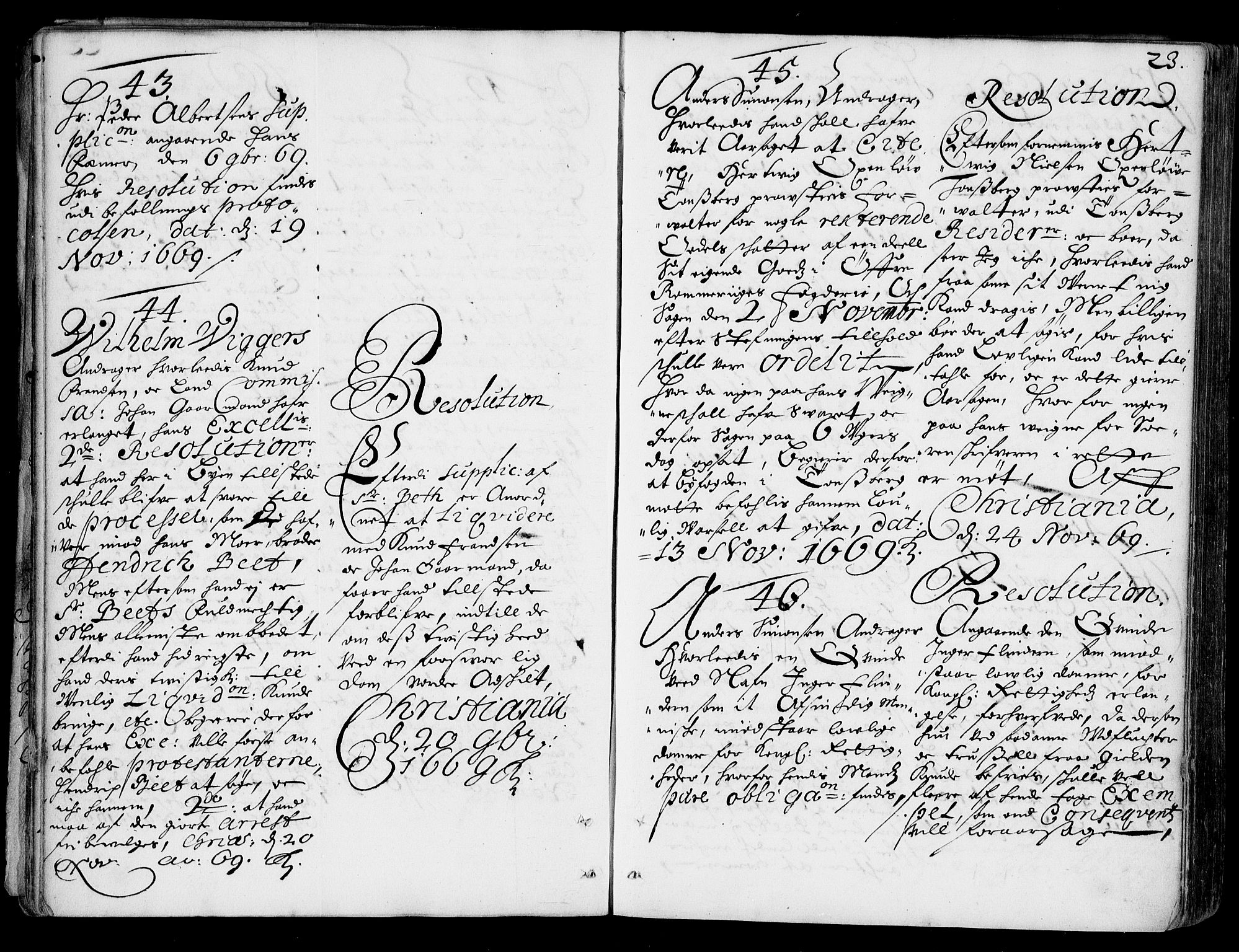 Stattholderembetet 1572-1771, AV/RA-EA-2870/Ad/L0002: Supplikasjons- og resolusjonsprotokoll, 1669-1671, s. 22b-23a