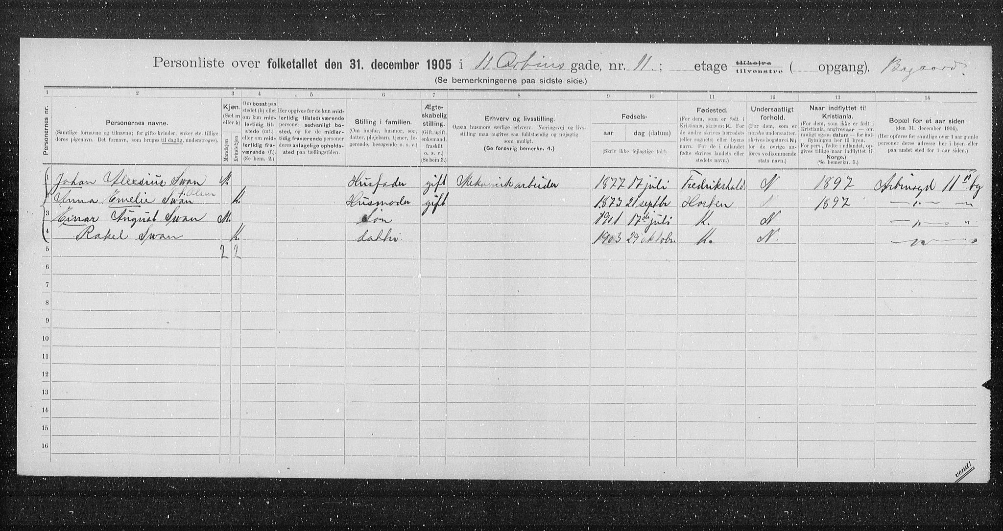 OBA, Kommunal folketelling 31.12.1905 for Kristiania kjøpstad, 1905, s. 906